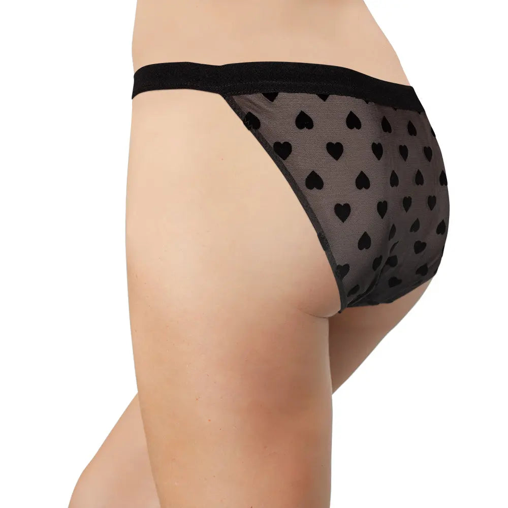 Heart Mesh Cheeky with Elastic Waist In Black - Be Bliss Boutique