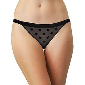 Heart Mesh Cheeky with Elastic Waist In Black - Be Bliss Boutique