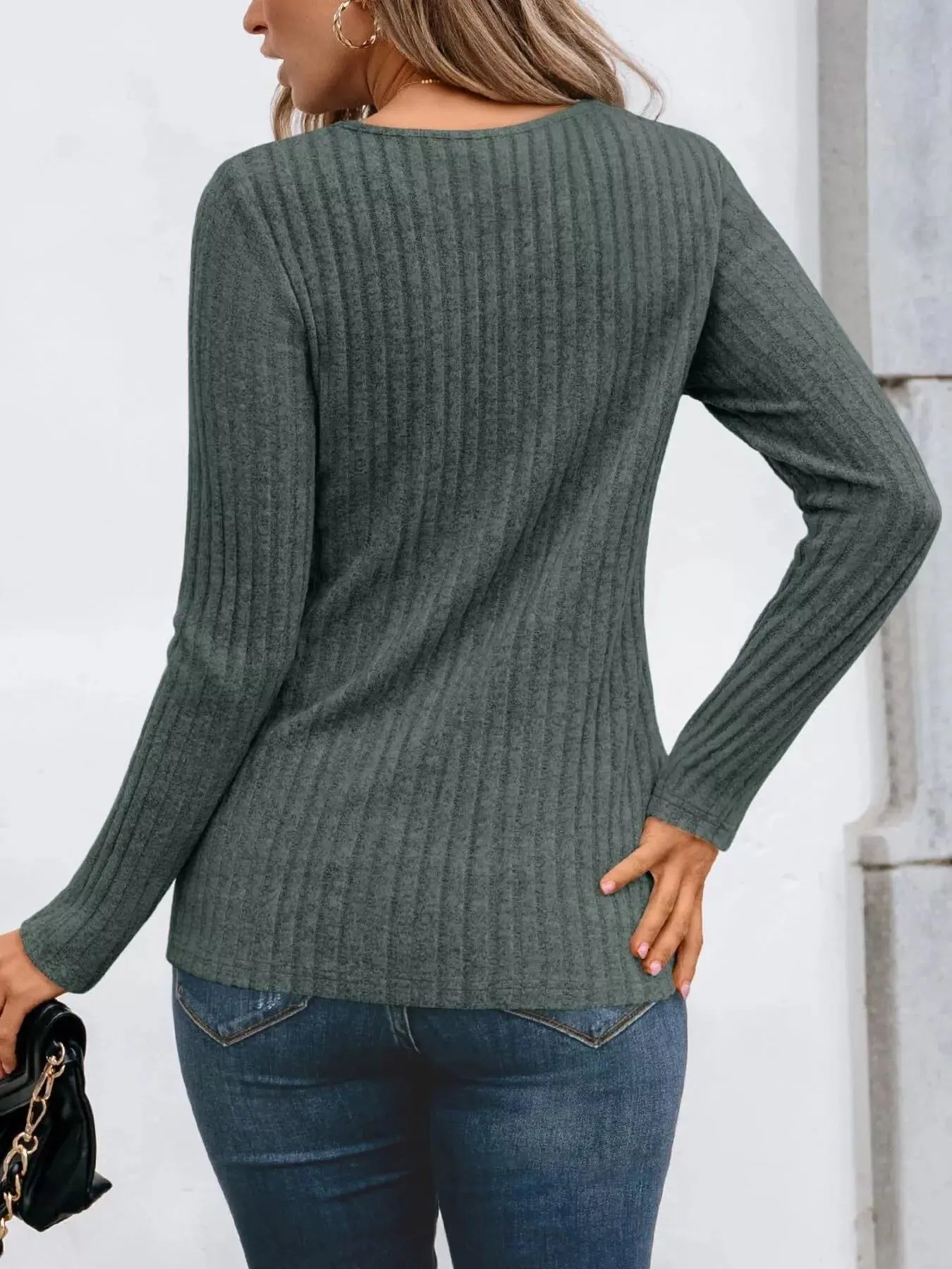 Ribbed Long Sleeve T Shirt - Be Bliss Boutique