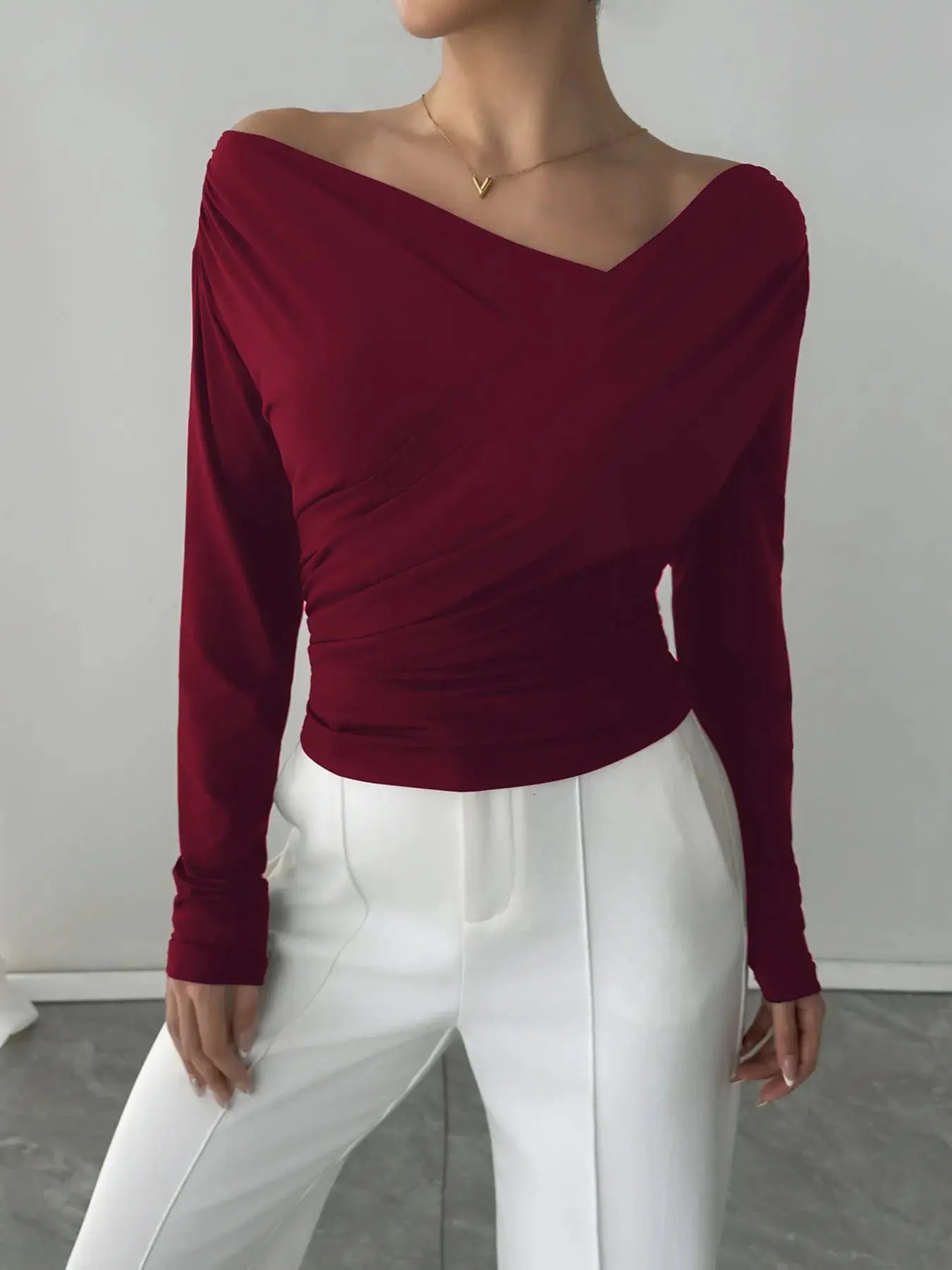 Long Sleeve Asymmetrical Blouse - Be Bliss Boutique