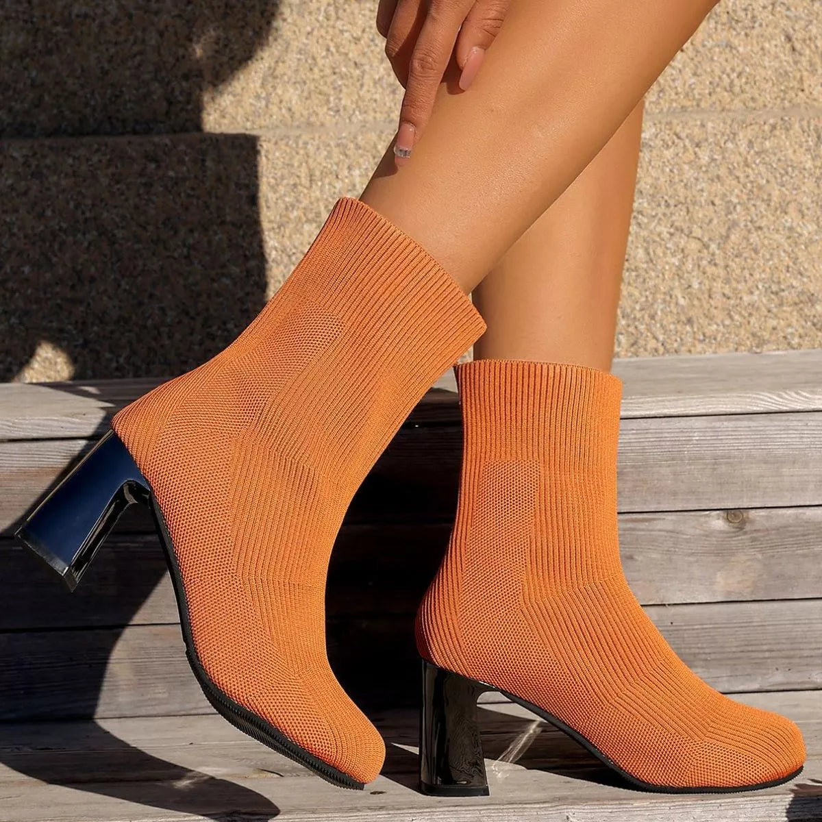Round Toe Block Heels Boots - Be Bliss Boutique