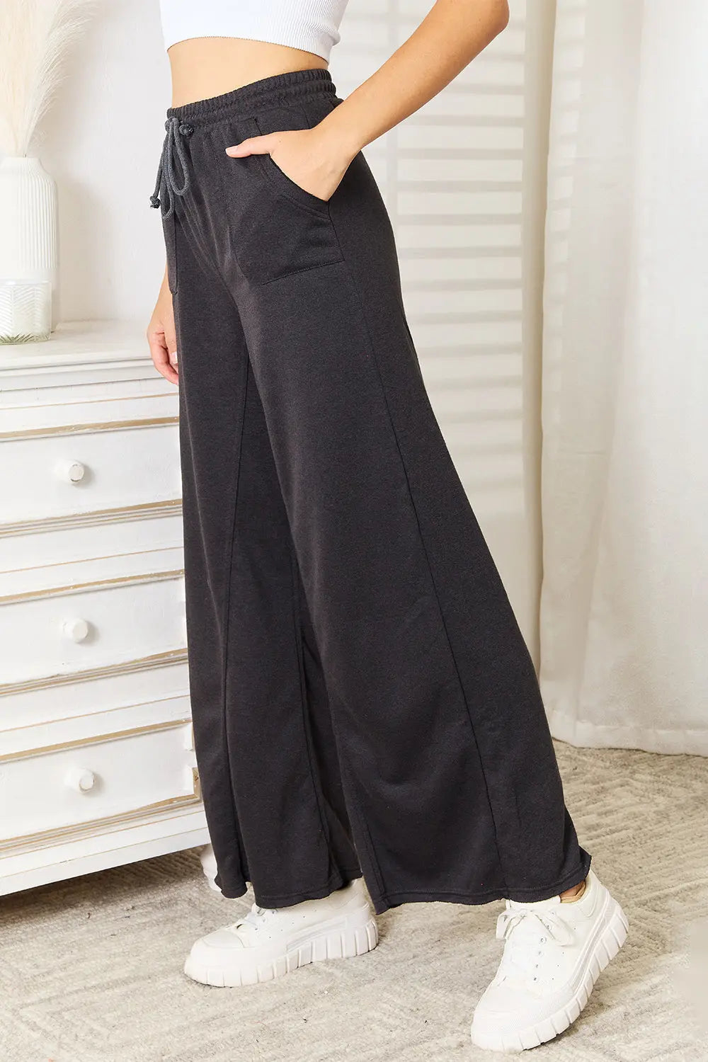 Basic Bae Drawstring Pocketed Wide Leg Lounge Pants - Be Bliss Boutique