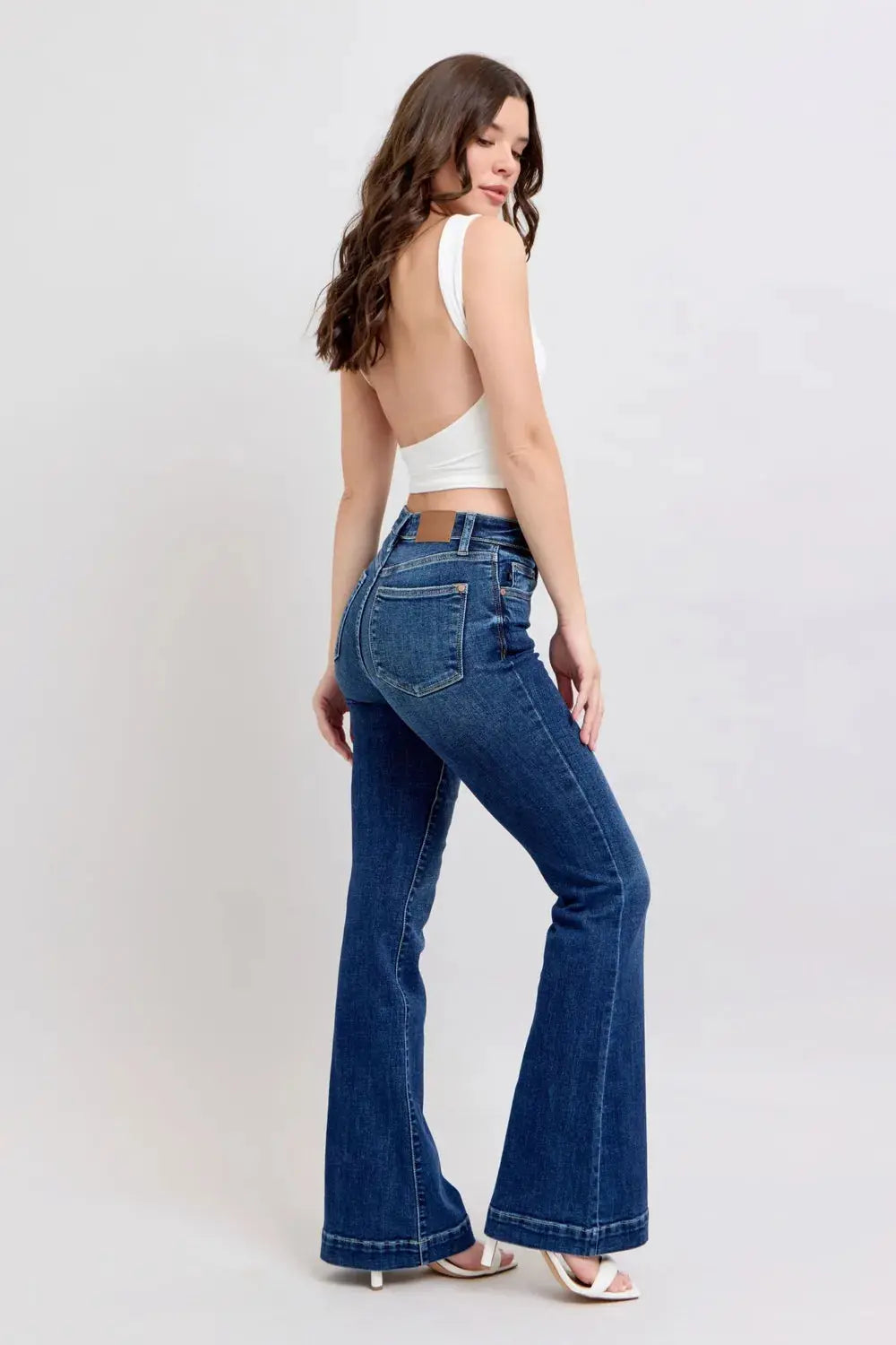 Full Size High Rise Flare Judy Blue Jeans with Pockets - Be Bliss Boutique
