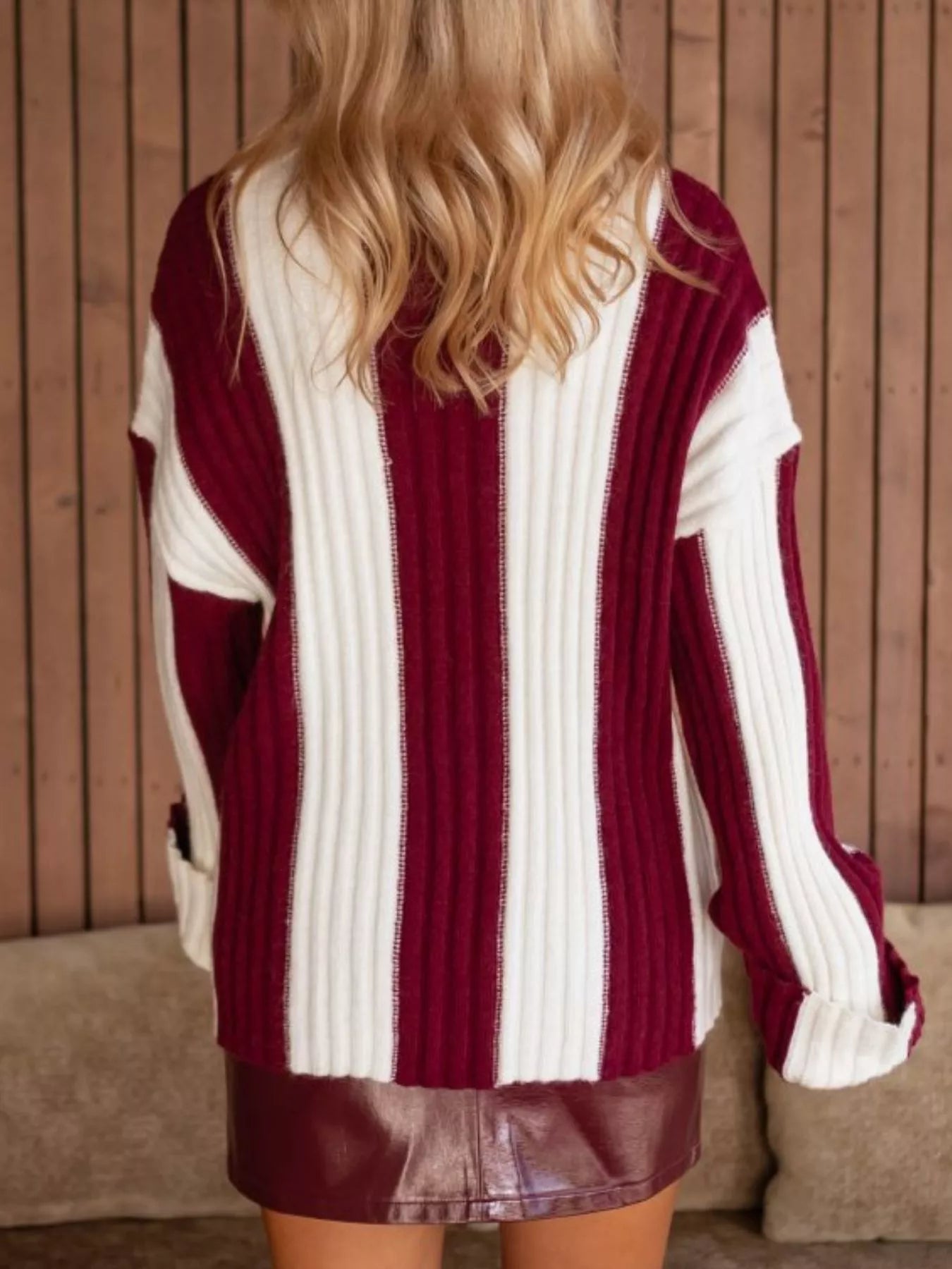Color Block Ribbed Turtleneck Sweater -  Be Bliss Boutique