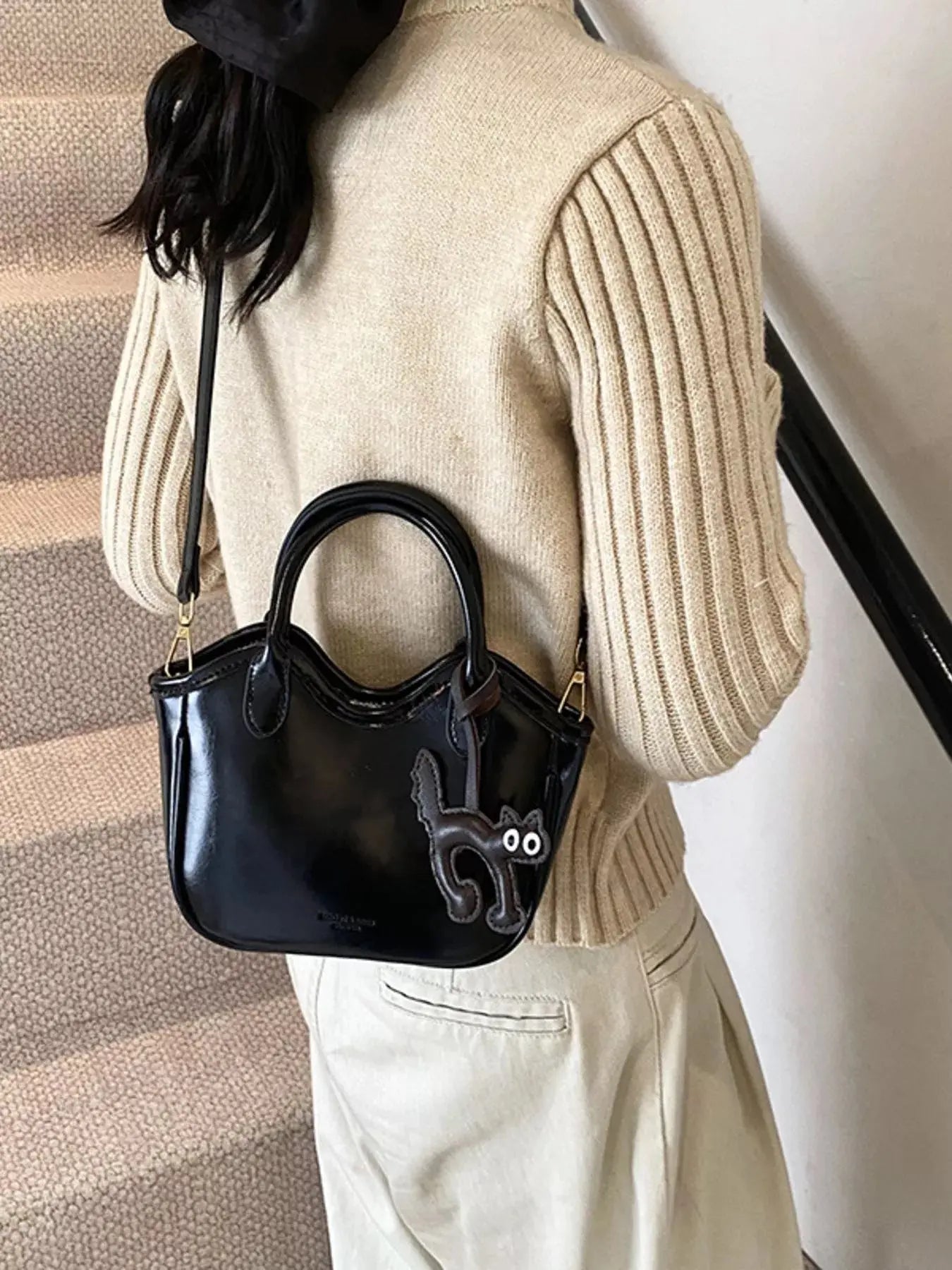 Cat Charm PU Leather Crossbody Bag - Be Bliss Boutique