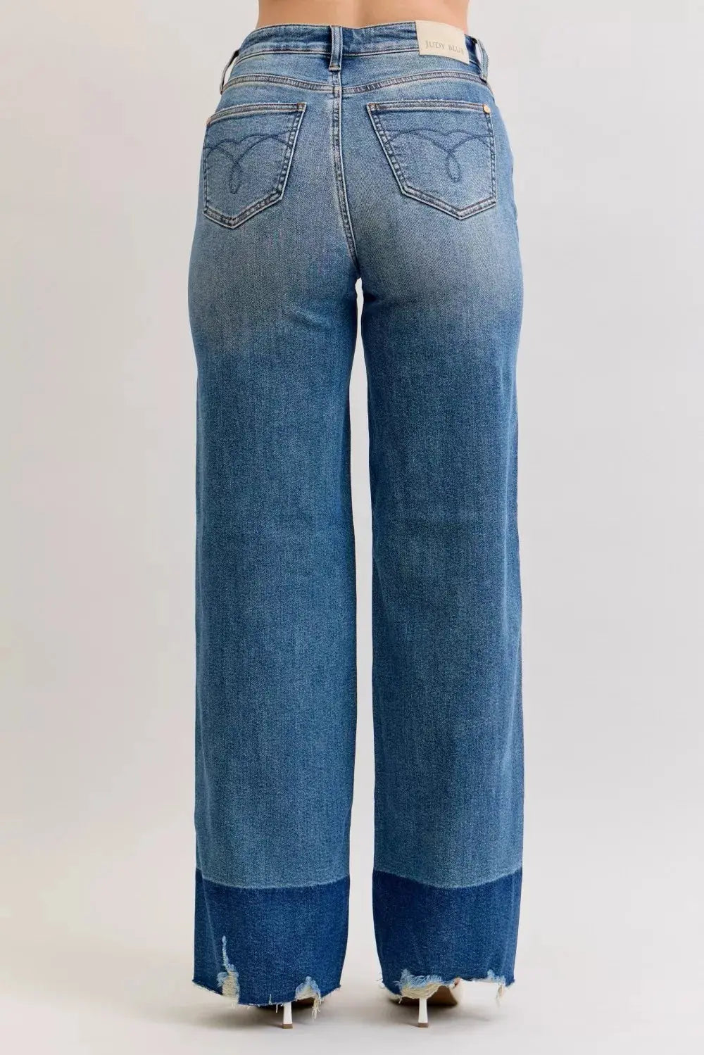 Judy Blue Jeans - Raw Hem High Waist Column Straight Jeans - Be Bliss Boutique