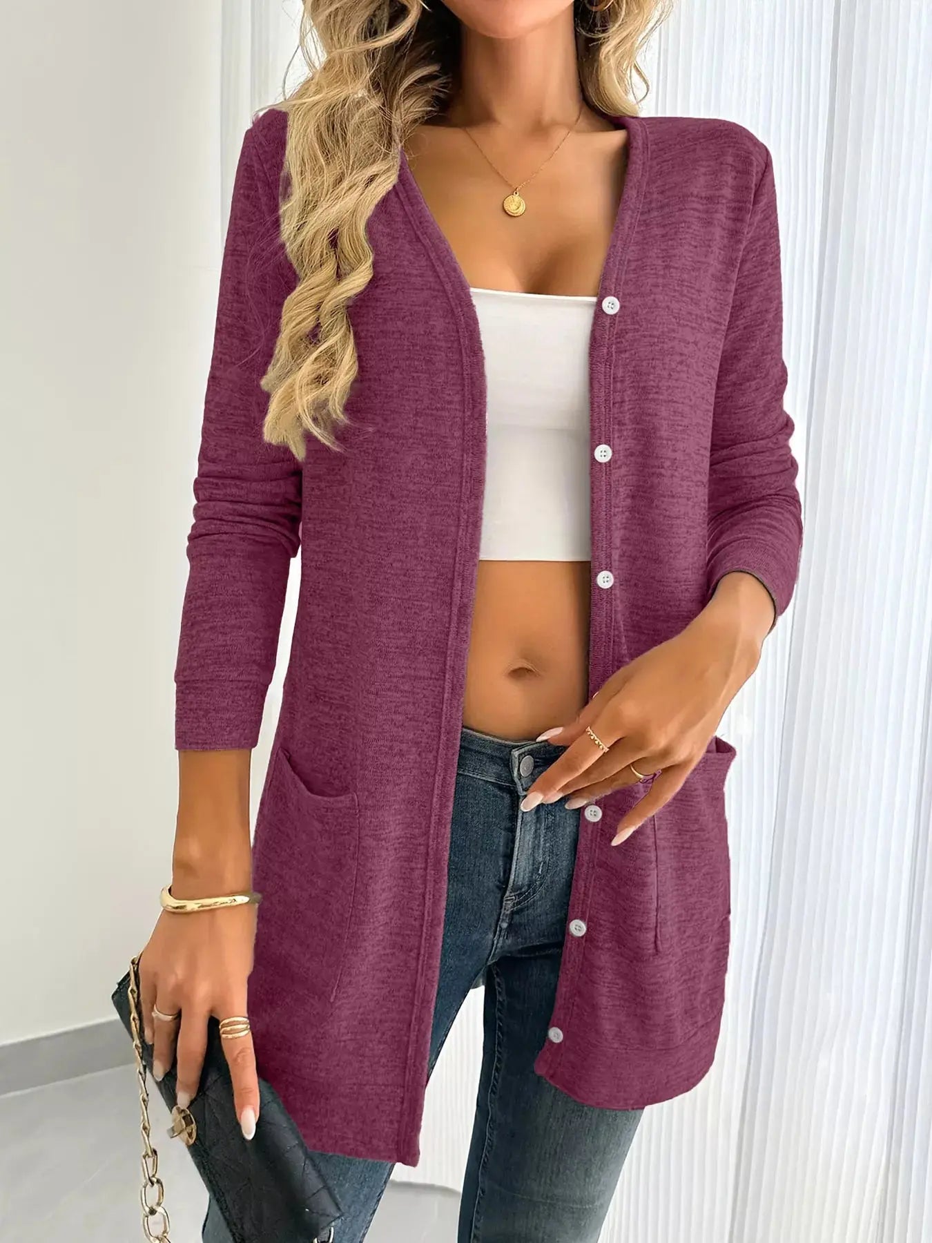 Open Front Longline Cardigan with Side Pockets - Be Bliss Boutique