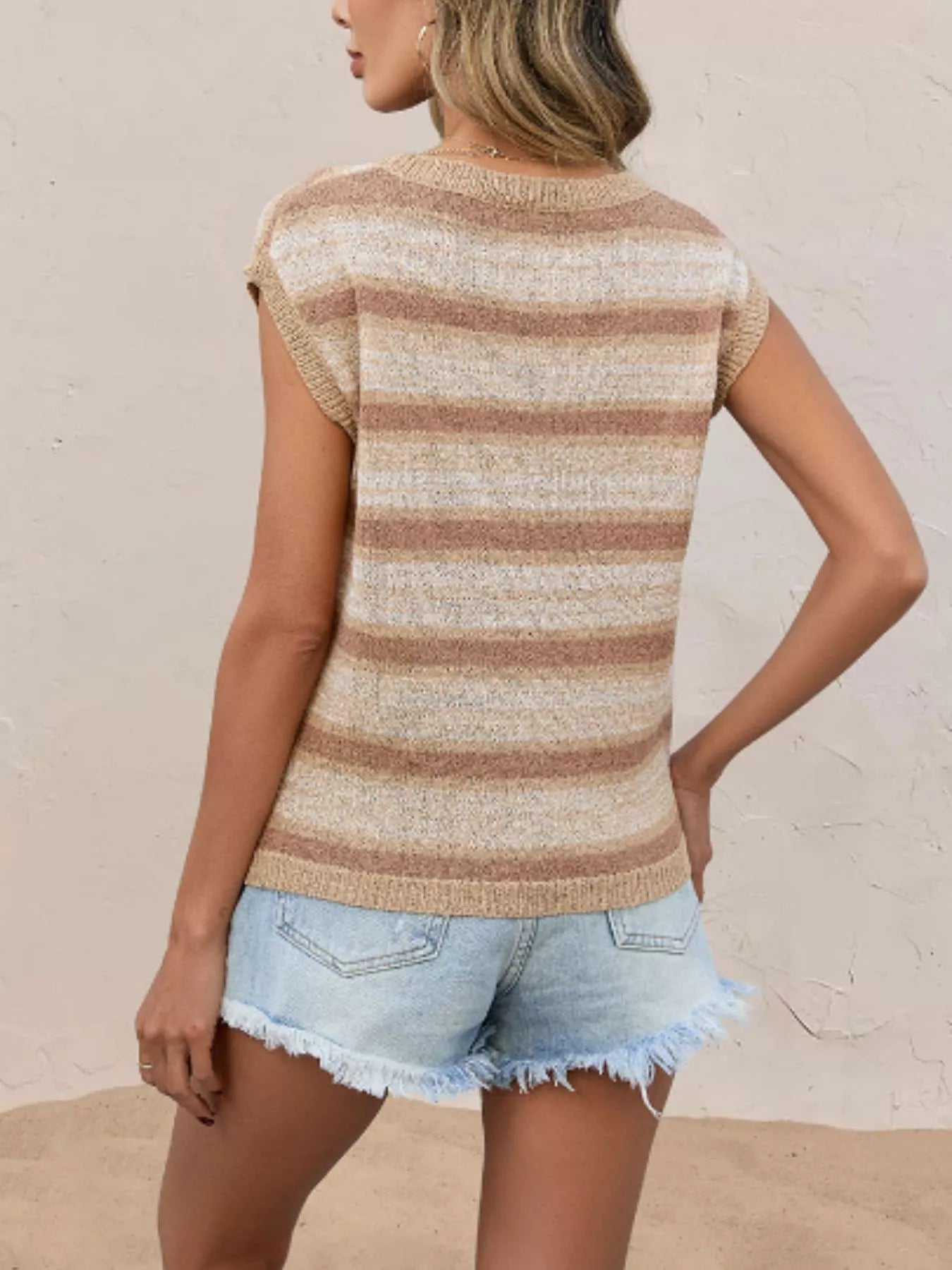 Striped Round Neck Knit Top - Be Bliss Boutique