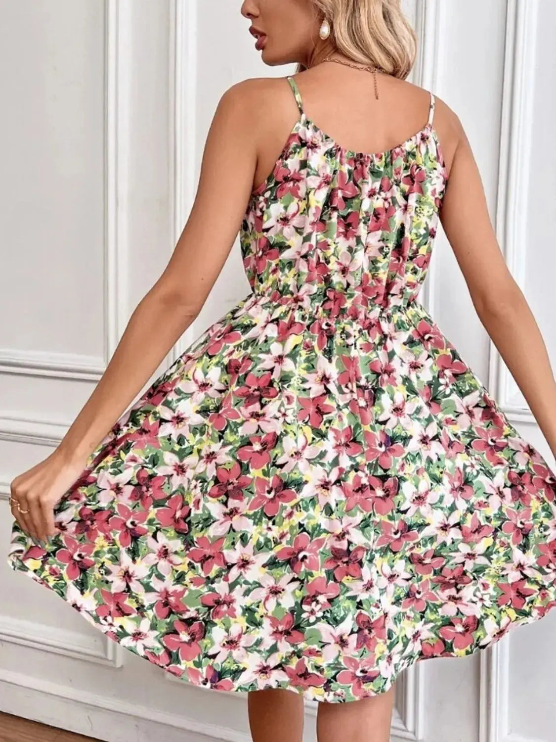 Floral Print Spaghetti Strap Summer Mini Dress - Be Bliss Boutique