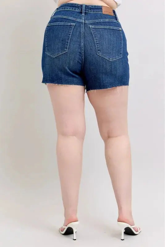 Judy Blue Jeans - Full Size High Waist Criss-Cross Waistband Denim Shorts - Be Bliss Boutique