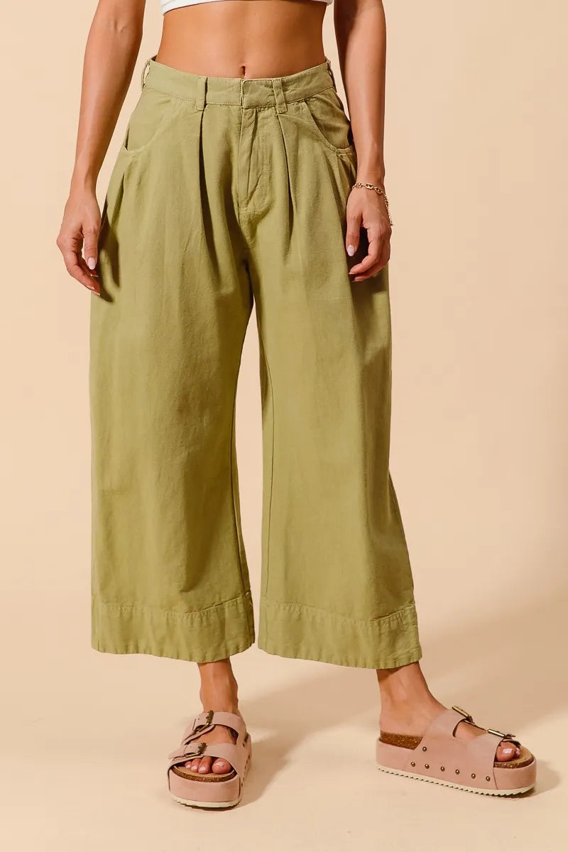 SO ME Mid Rise Wide Leg Chinos with Pockets - Be Bliss Boutique