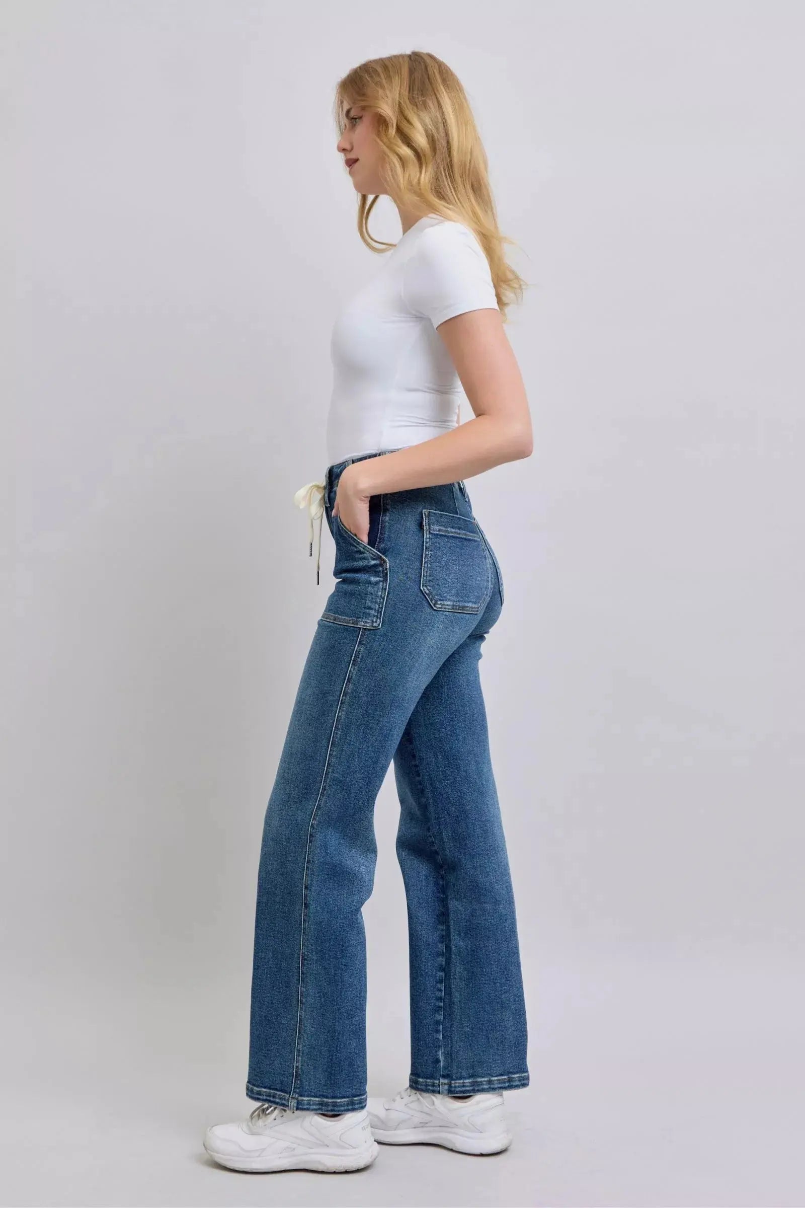 Judy Blue Jeans - Drawstring Straight Jeans with Pockets - Be Bliss Boutique