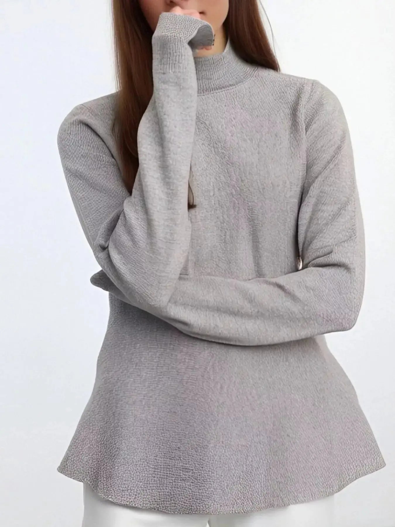 Mock Neck Long Sleeve Sweater - Be Bliss Boutique