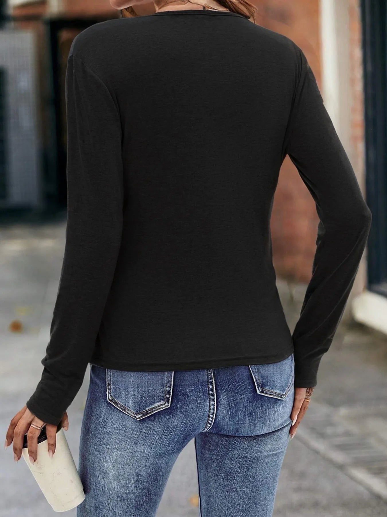 Ruched Surplice Long Sleeve T-Shirt - Be Bliss Boutique