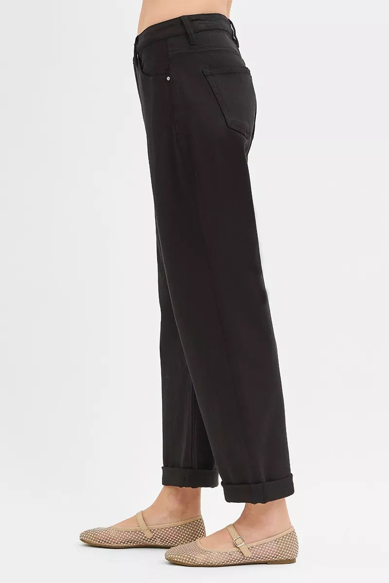 RISEN Tummy Control Mid Rise Ankle Barrel Relaxed Baggy - Be Bliss Boutique