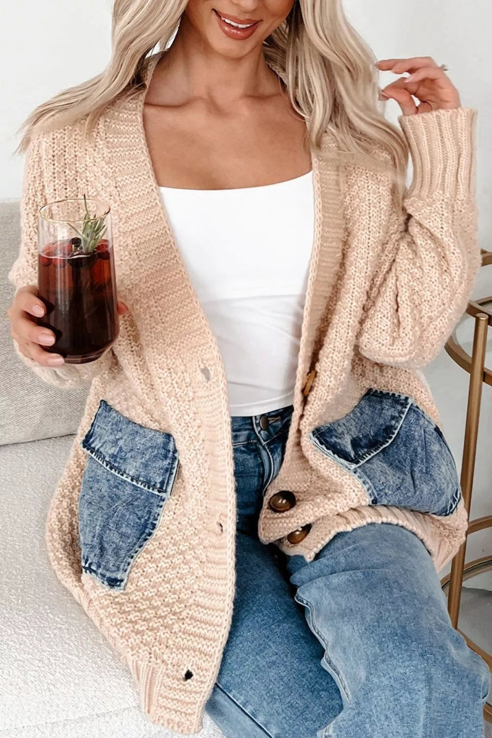 Textured Open Front Knit Cardigan - Be Bliss Boutique