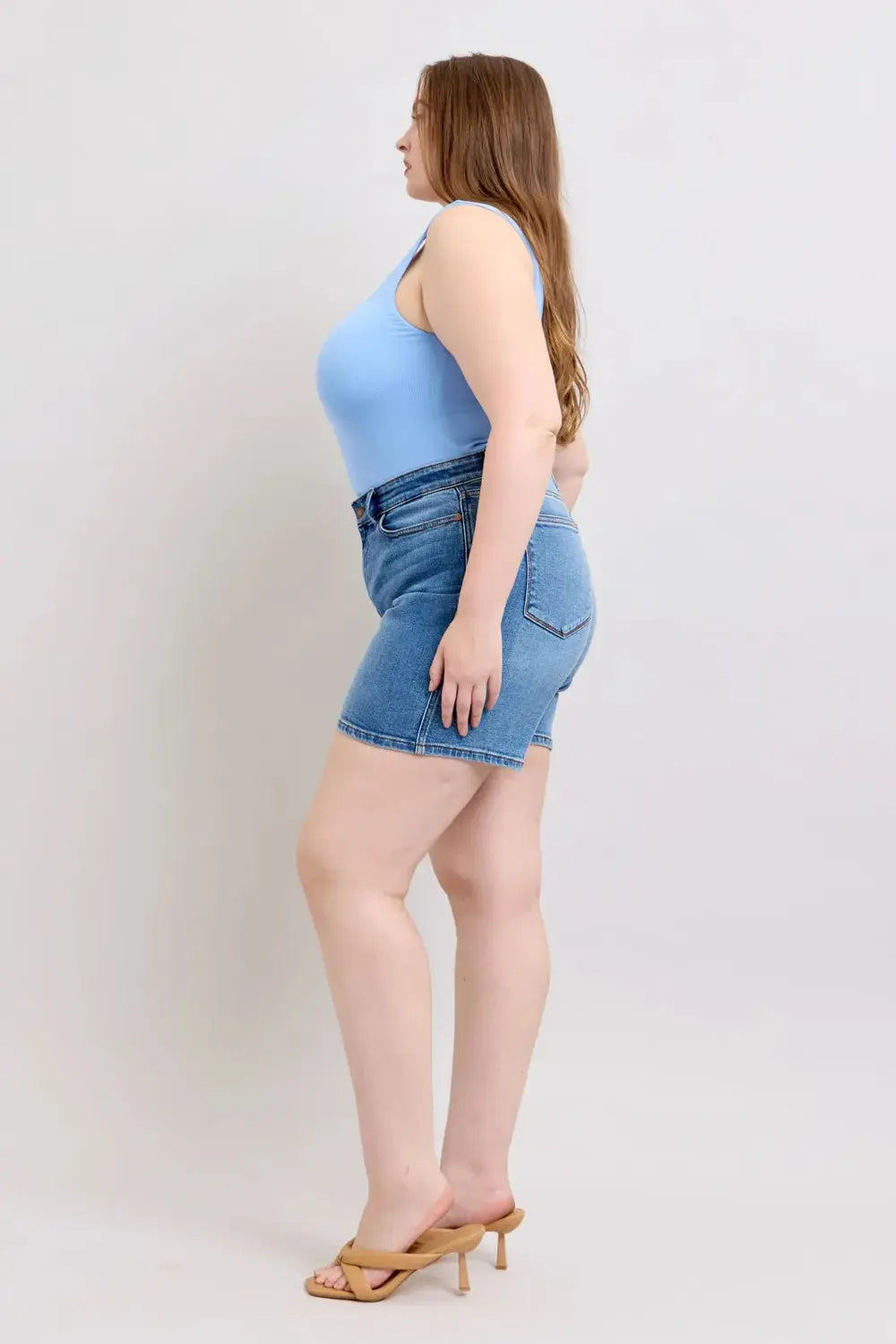 Judy Blue Full Size/Plus Size 2 Button Denim Shorts with Pockets - Be Bliss Boutique