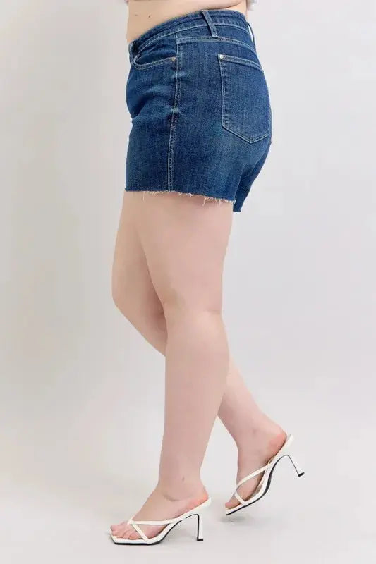 Judy Blue Jeans - Full Size High Waist Criss-Cross Waistband Denim Shorts - Be Bliss Boutique