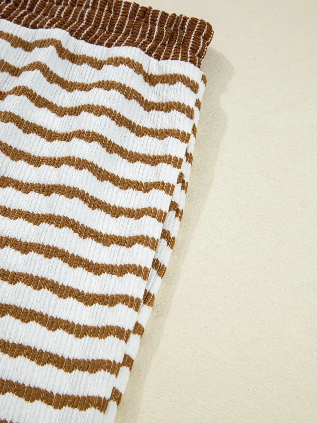 Stripe Collared Top and Drawstring Pant Loungewear Set - Be Bliss Boutique