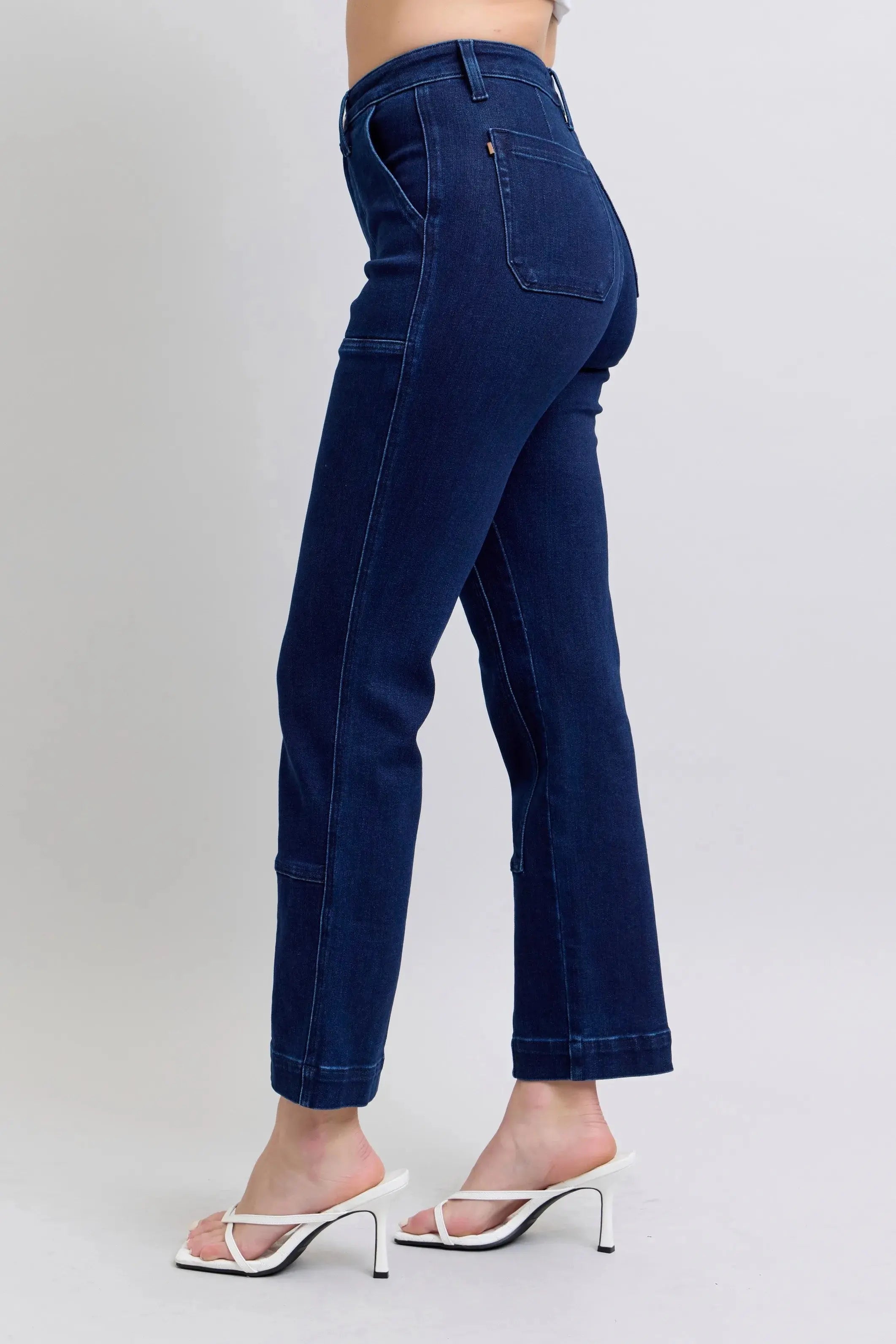 Full Size High Waist Workwear Patch Pocket Straight Leg Judy Blue Jeans - Be Bliss Boutique