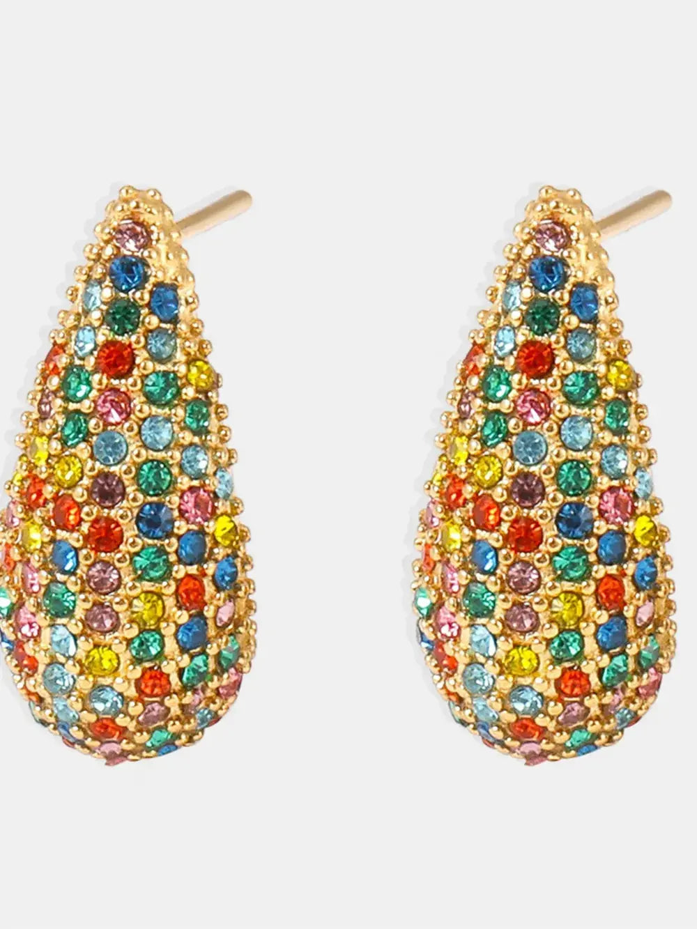 Stainless Steel Zircon Teardrop Stud Earrings – Multicolor & Crystal Options - Be Bliss Boutique