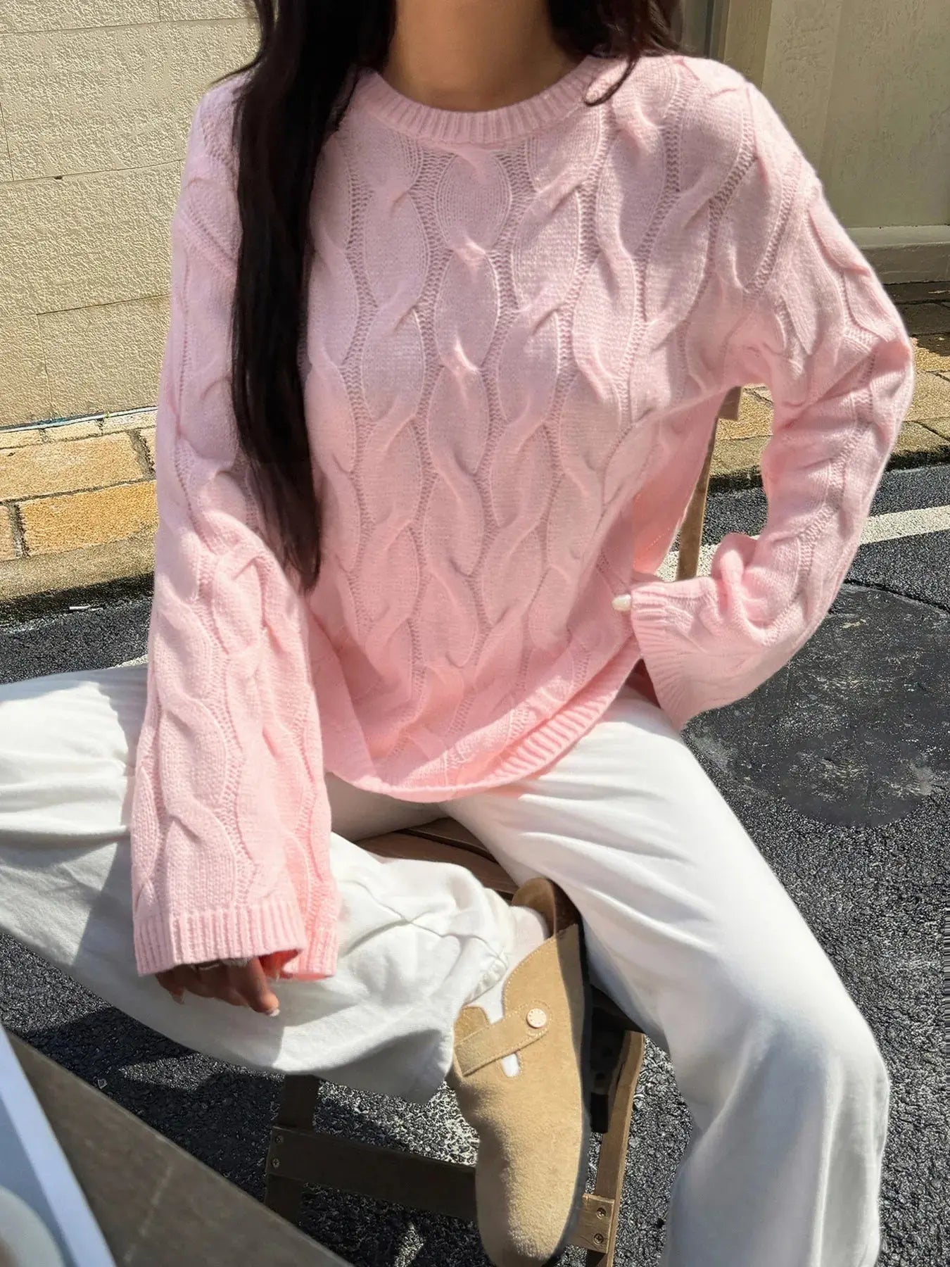Long Sleeve Cable Knit Sweater - Be Bliss Boutique