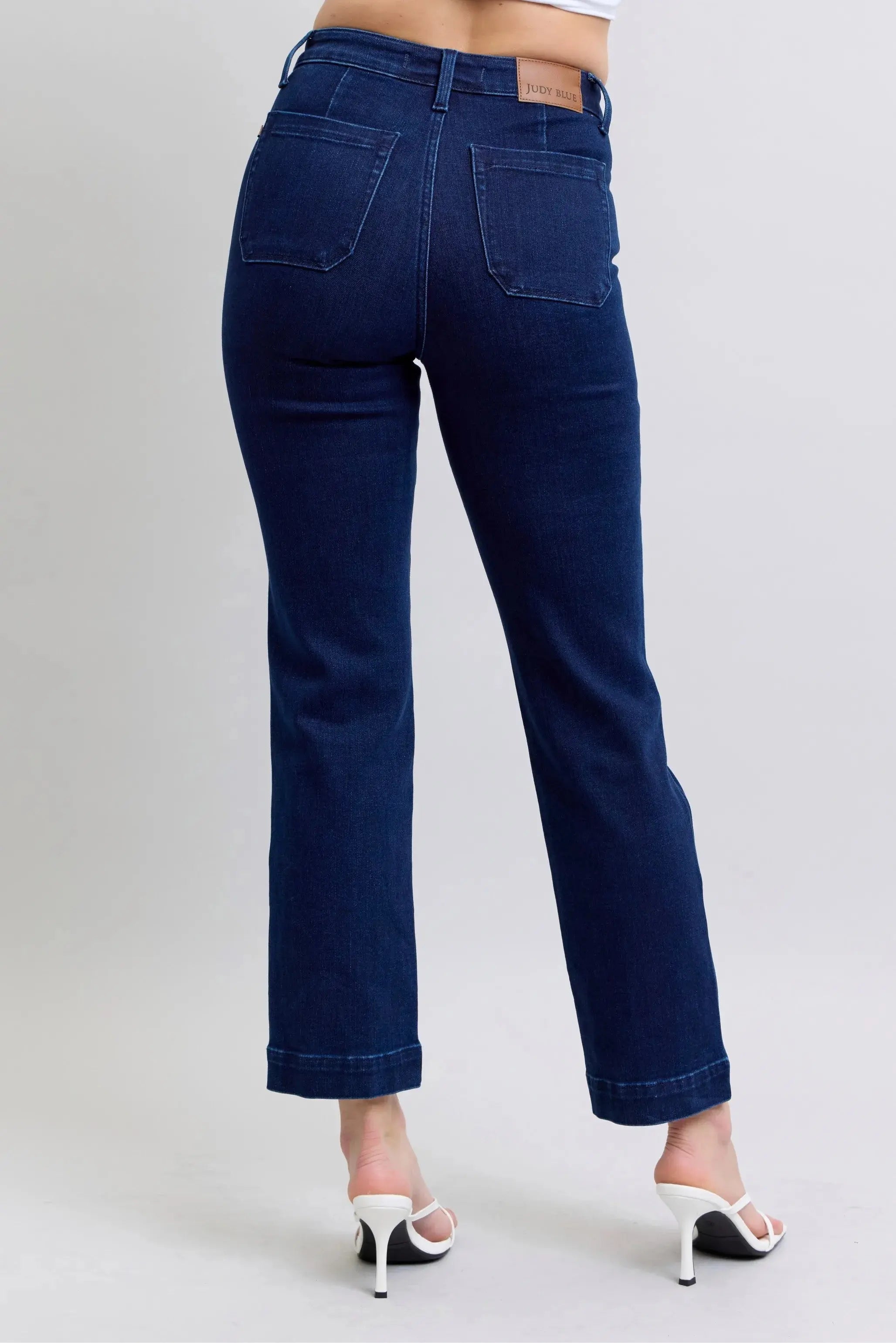 Full Size High Waist Workwear Patch Pocket Straight Leg Judy Blue Jeans - Be Bliss Boutique