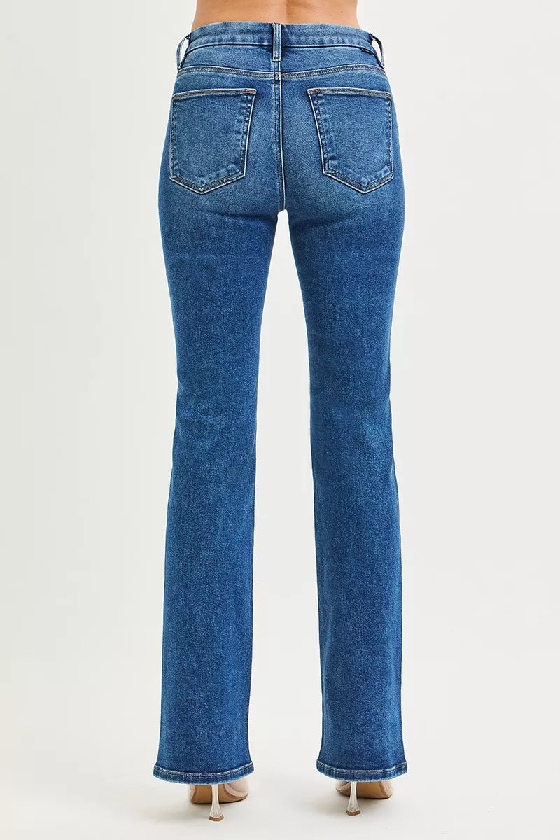 RISEN Jeans - High Rise Bootcut Jeans With Distressed Details - Be Bliss Boutique