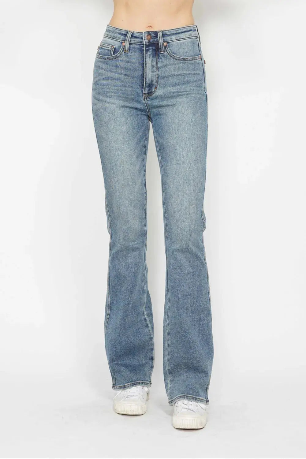 Judy Blue Jeans - Full Size Tummy Control Bootcut Jeans w/ Back Embroidered Pockets - Be Bliss Boutique