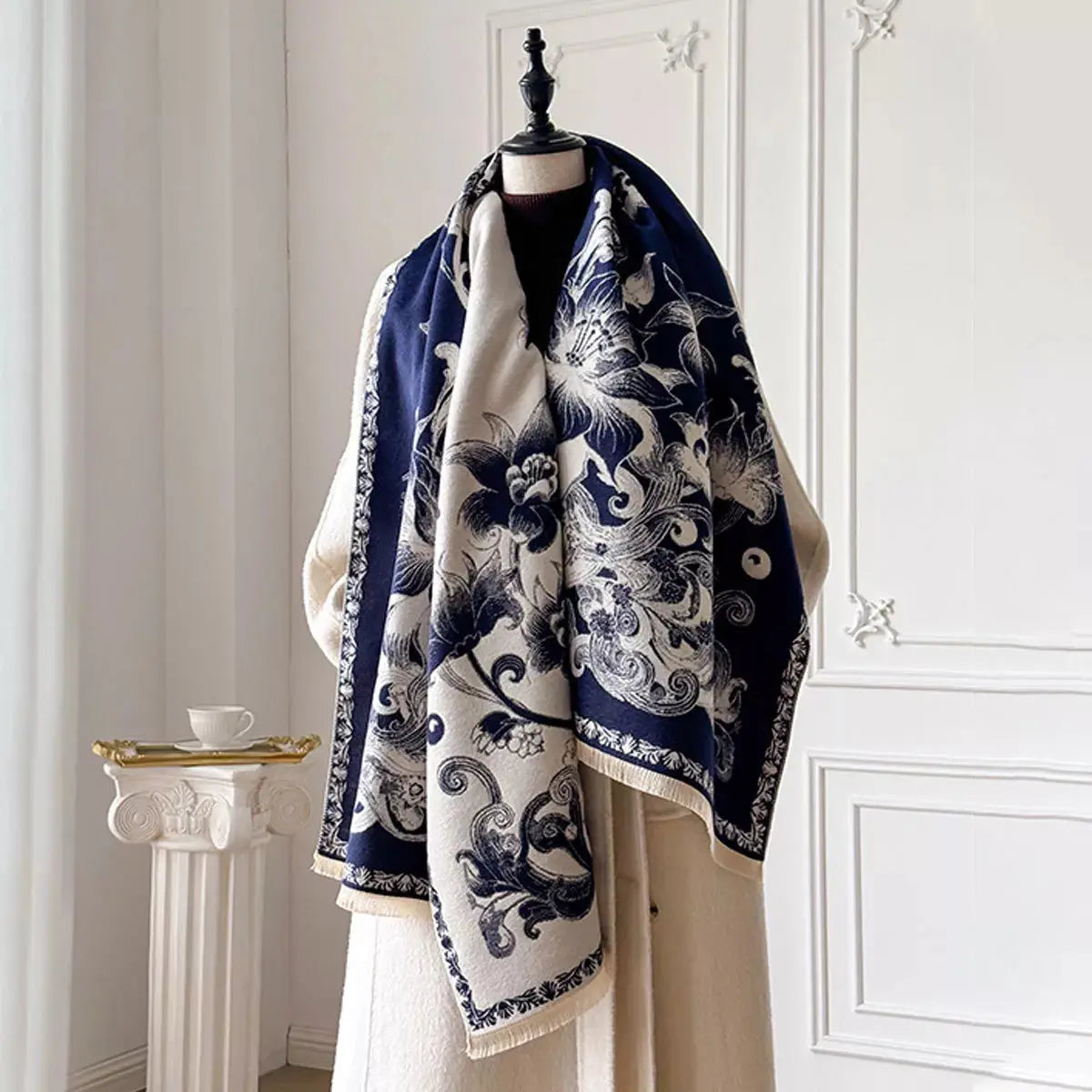 Floral Raw Hem Winter Womens Scarf - Be Bliss Boutique