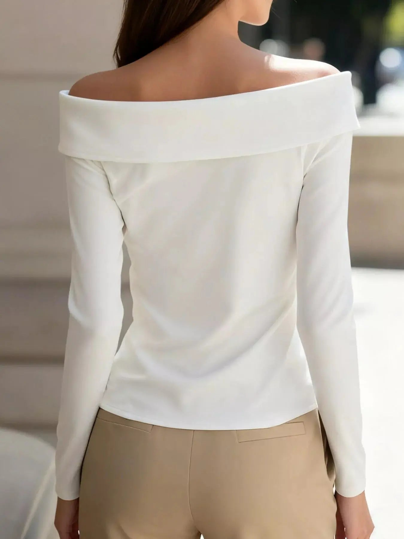 Decorative Button Off Shoulder Blouse - Be Bliss Boutique