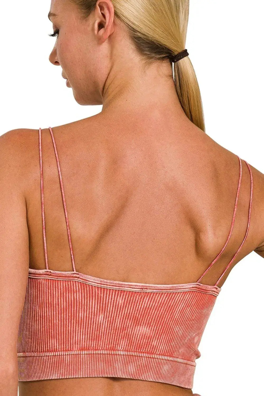 Zenana Washed Ribbed Double Strap Seamless Camisole Tank – Rust - Be Bliss Boutique