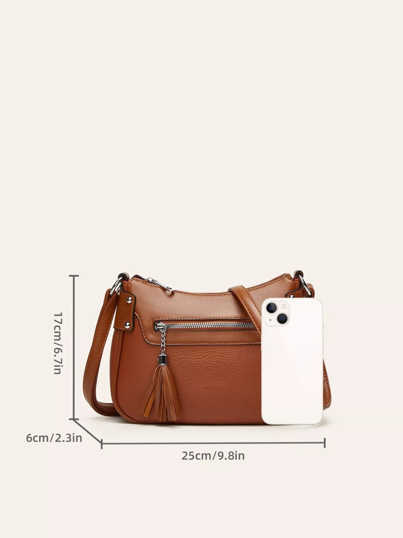 Tassel Decor PU Leather Crossbody Bag - Be Bliss Boutique