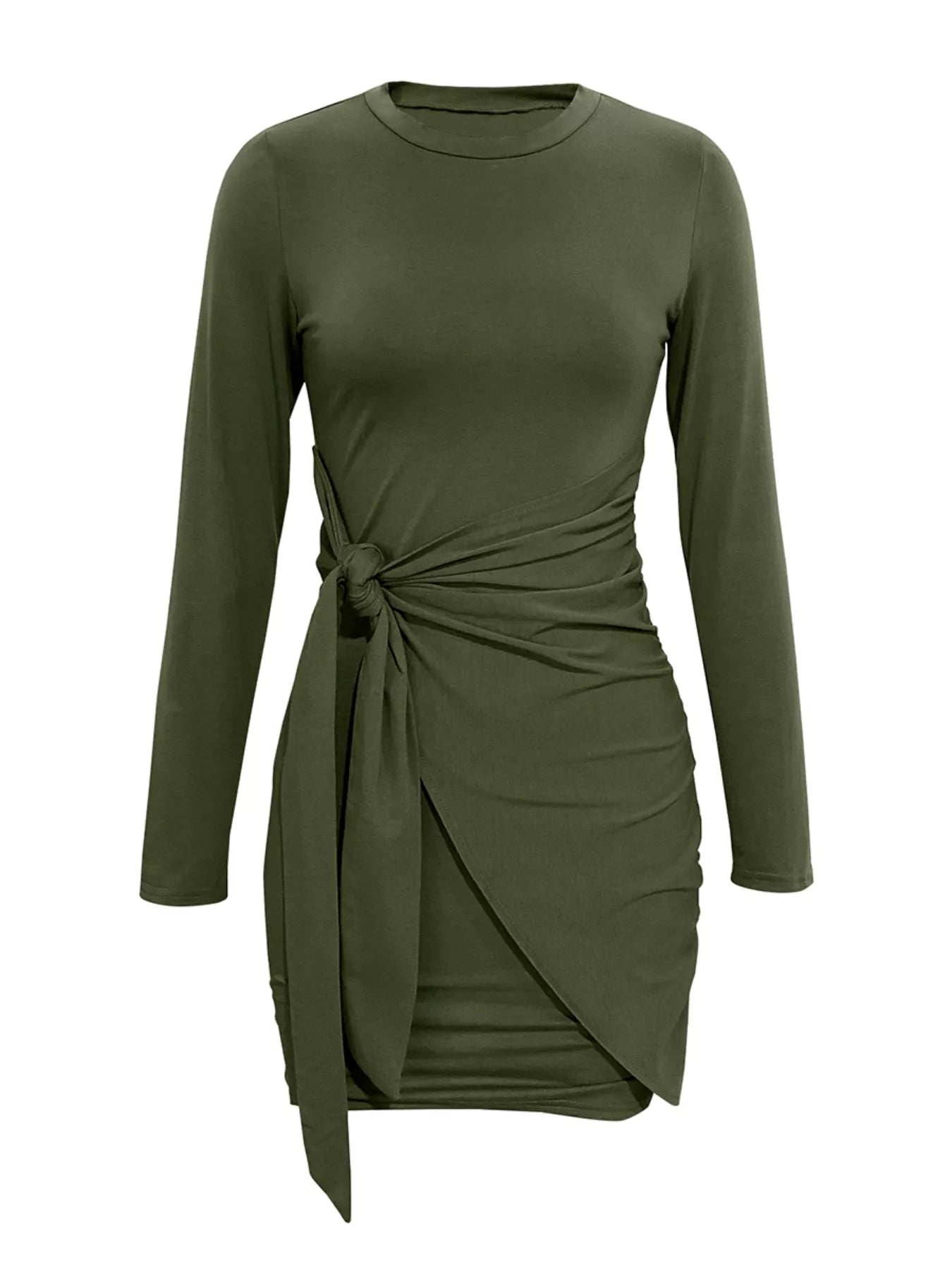 Round Neck Long Sleeve Bodycon Dress - Be Bliss Boutique