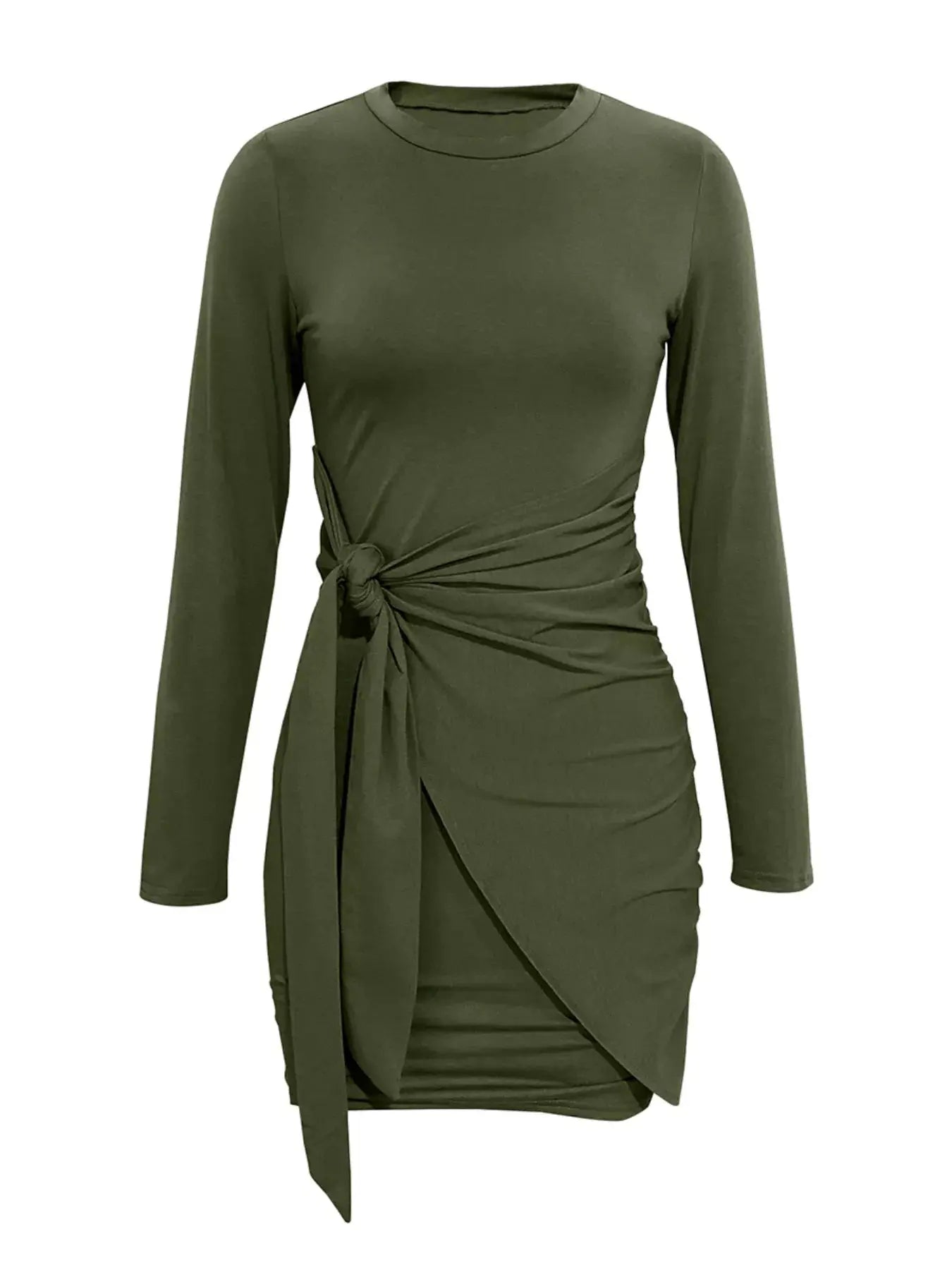 Round Neck Long Sleeve Bodycon Dress - Be Bliss Boutique