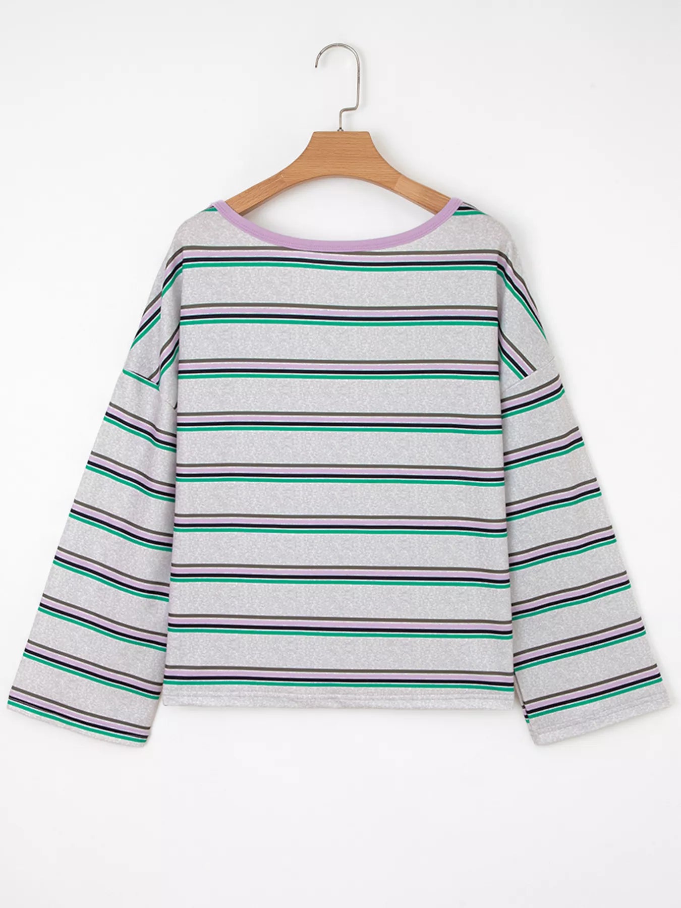Stripe Oversize Drop Shoulder Long Sleeve Casual Top - Be Bliss Boutique