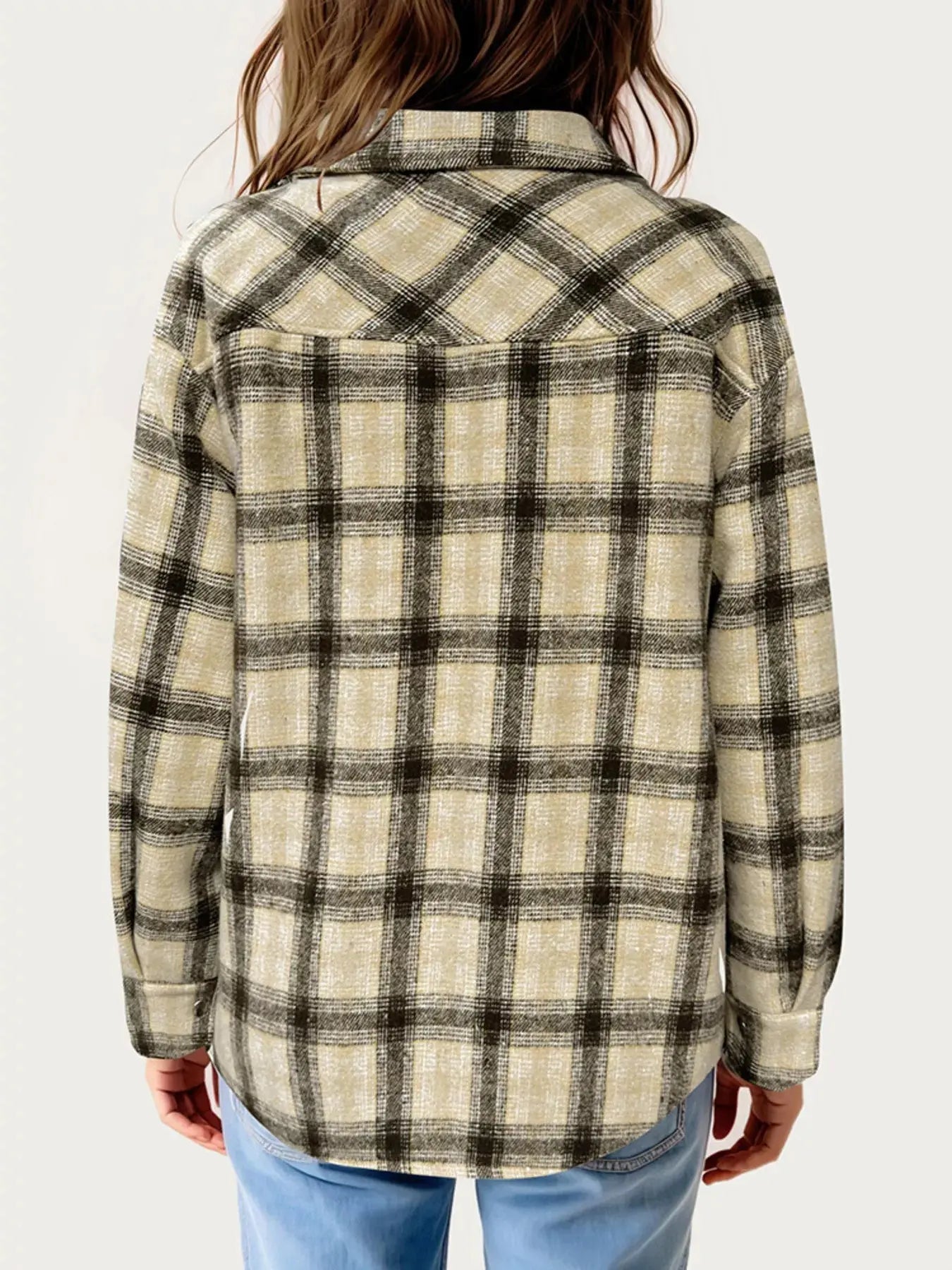Oversized Plaid Long Sleeve Fleece Jacket - Be Bliss Boutique
