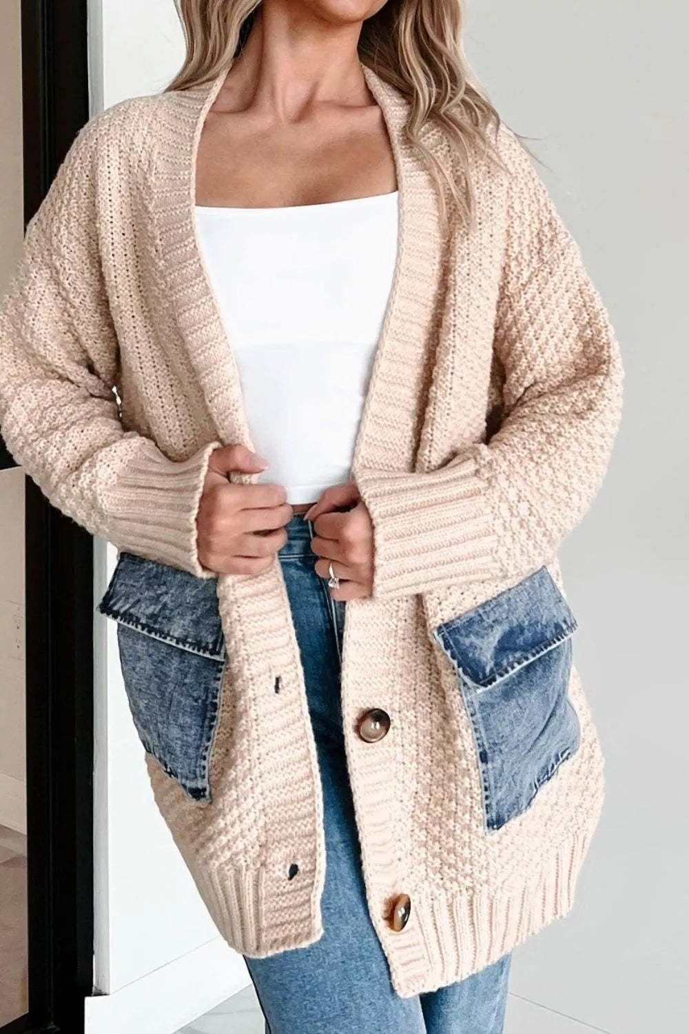 Textured Open Front Knit Cardigan - Be Bliss Boutique