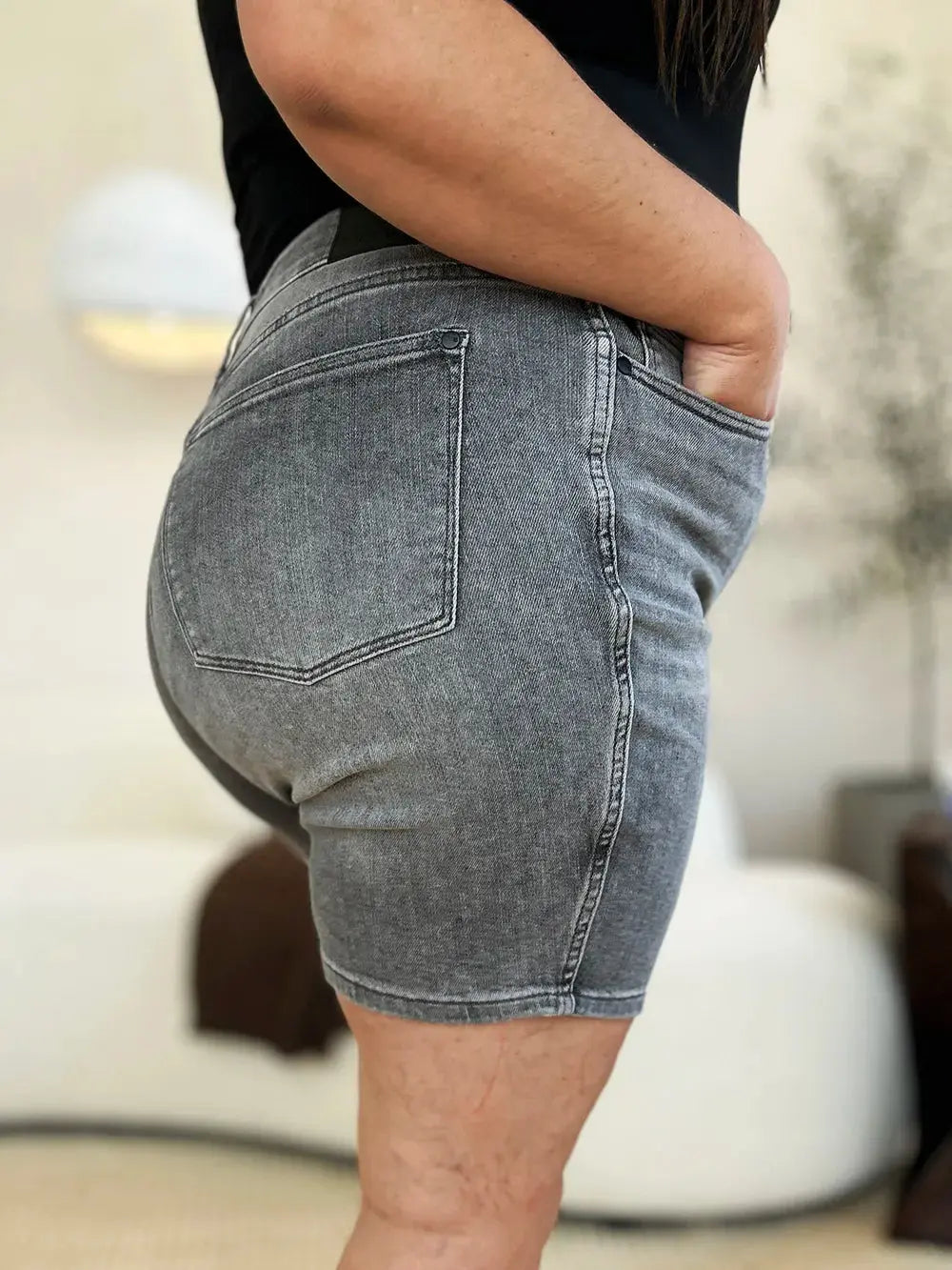 Full Size High Waist Washed Denim Shorts by Judy Blue Jeans - Be Bliss Boutique