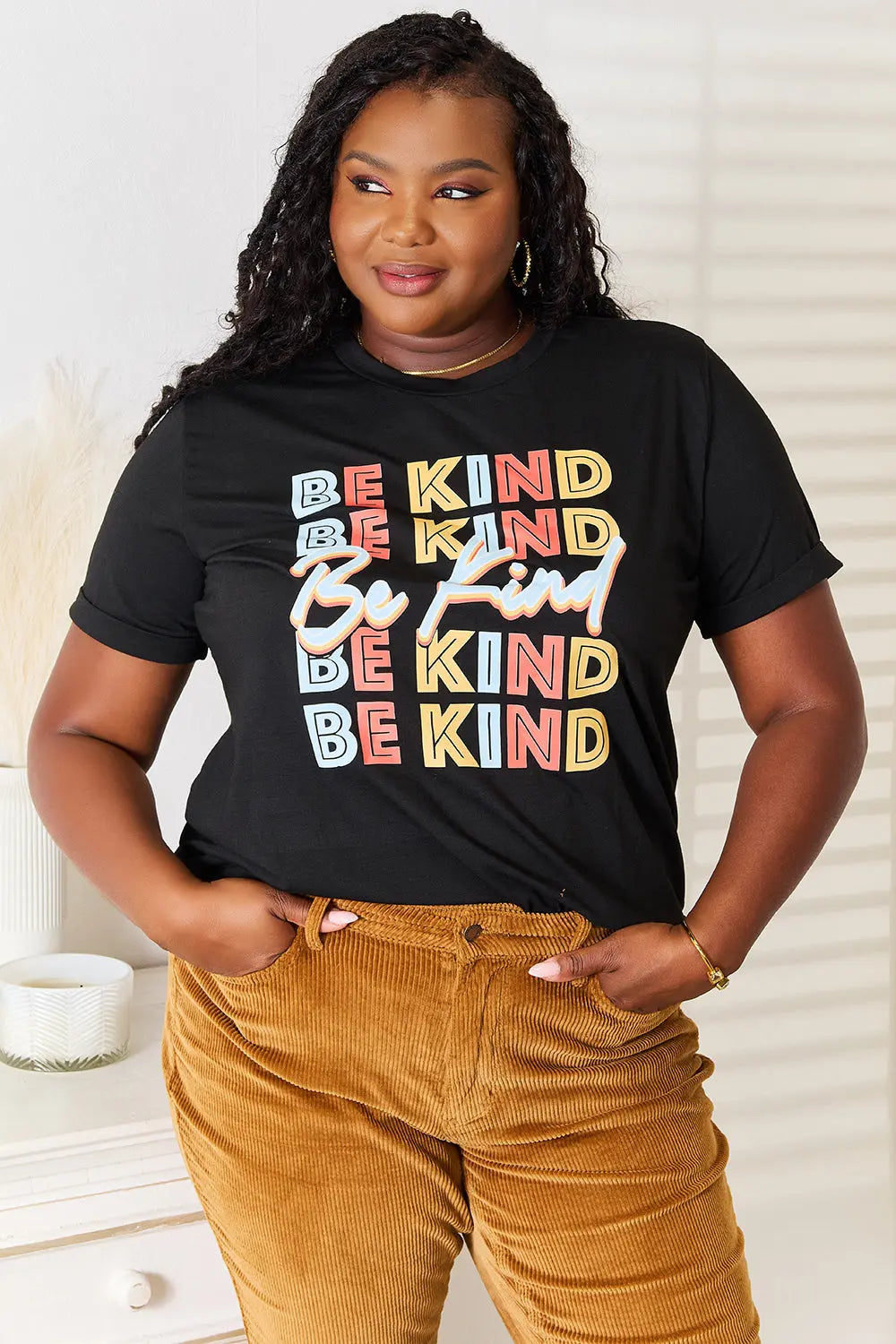 Simply Love BE KIND Round Neck Womens Graphic T Shirt - Be Bliss Boutique