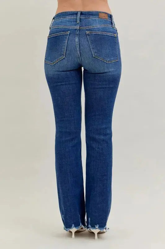 Full Size Mid-rise Non-distressed Hem Bootcut Judy Blue Jeans - Be Bliss Boutique