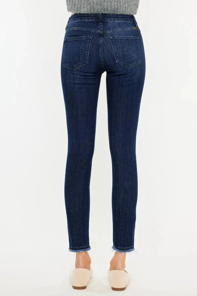Kancan High-Rise Slim Fit Cropped Raw Hem Jeans - Be Bliss Boutique