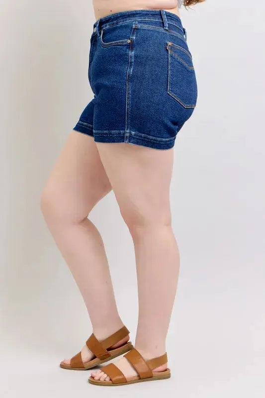 Judy Blue Jeans - Plus Size High Waist Tummy Control Denim Shorts - Be Bliss Boutique
