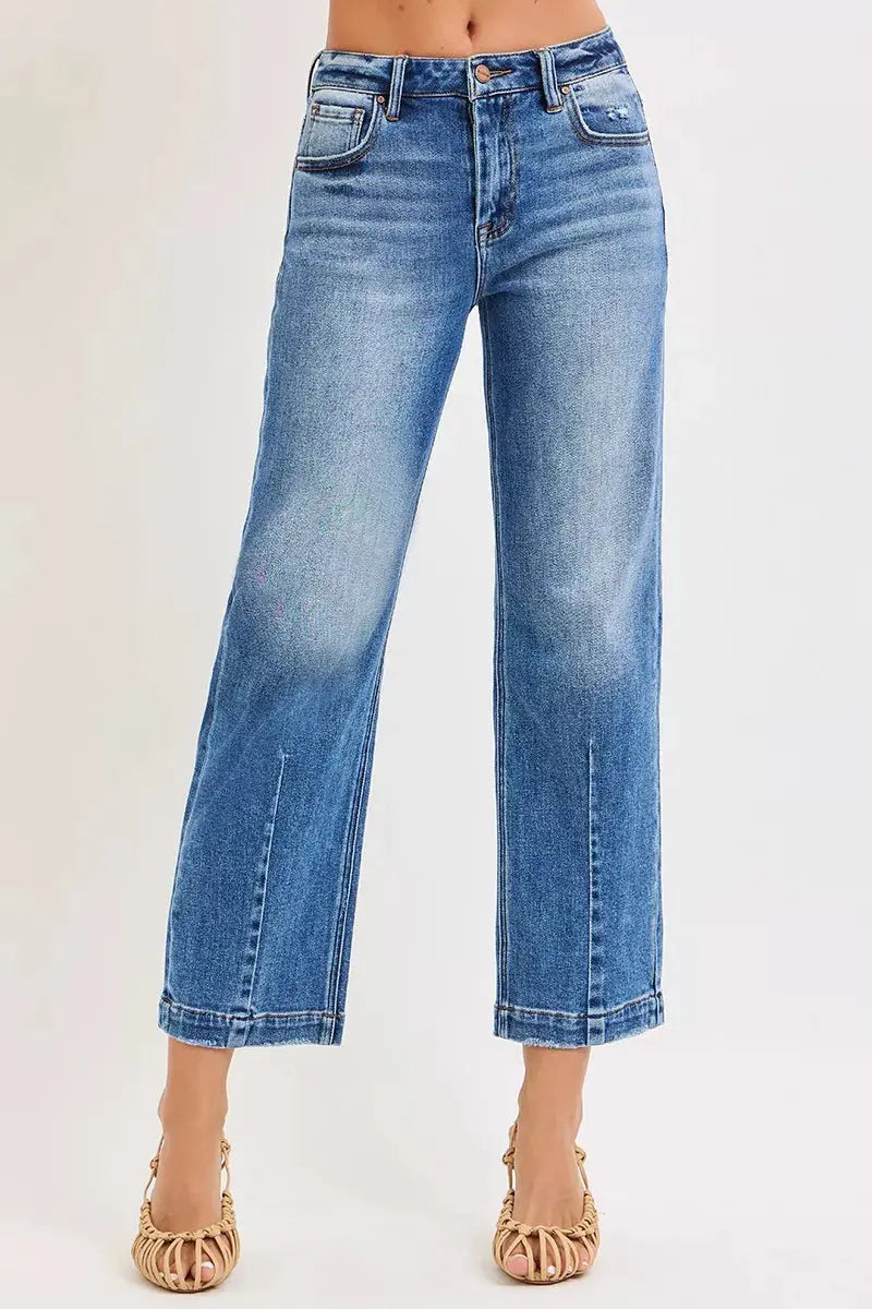 RISEN Jeans - Full Size High Rise Crop Boyfriend Tapered Jeans - Be Bliss Boutique