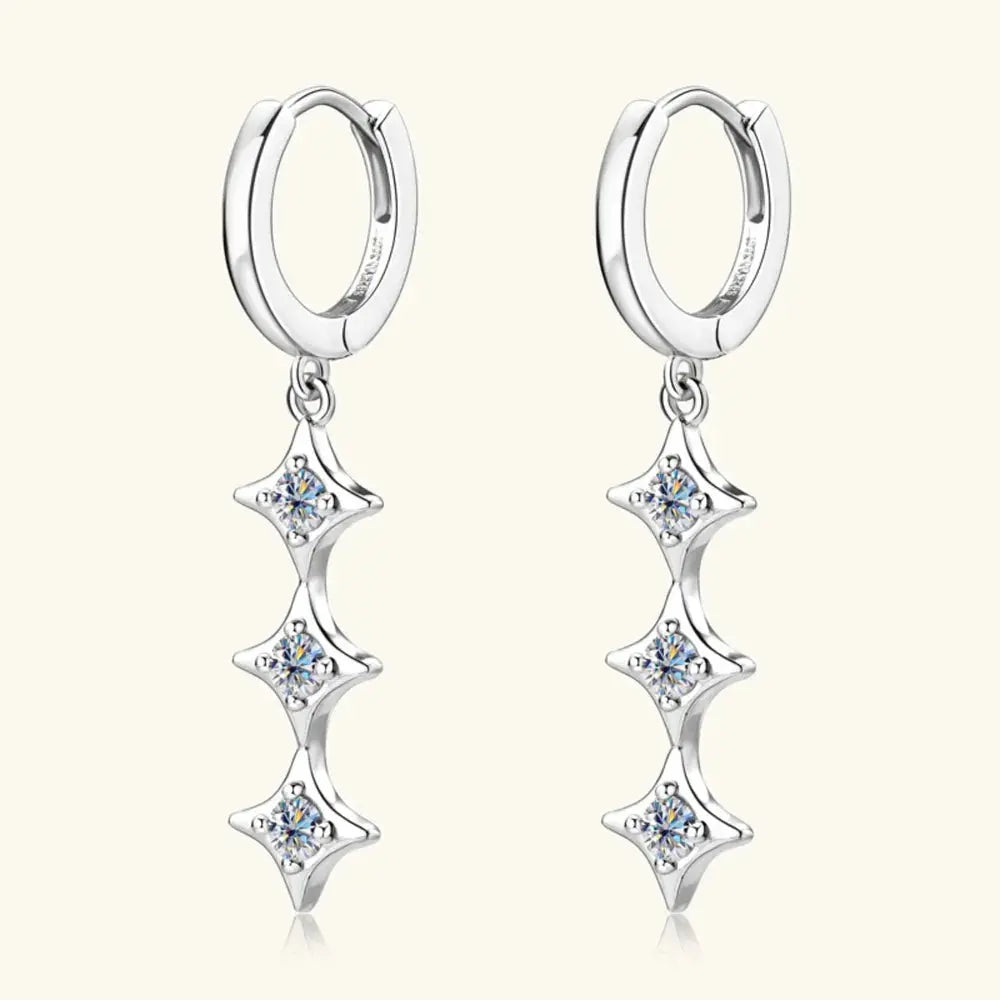 925 Sterling Silver Geometric Shape Moissanite Drop Earrings - Be Bliss Boutique