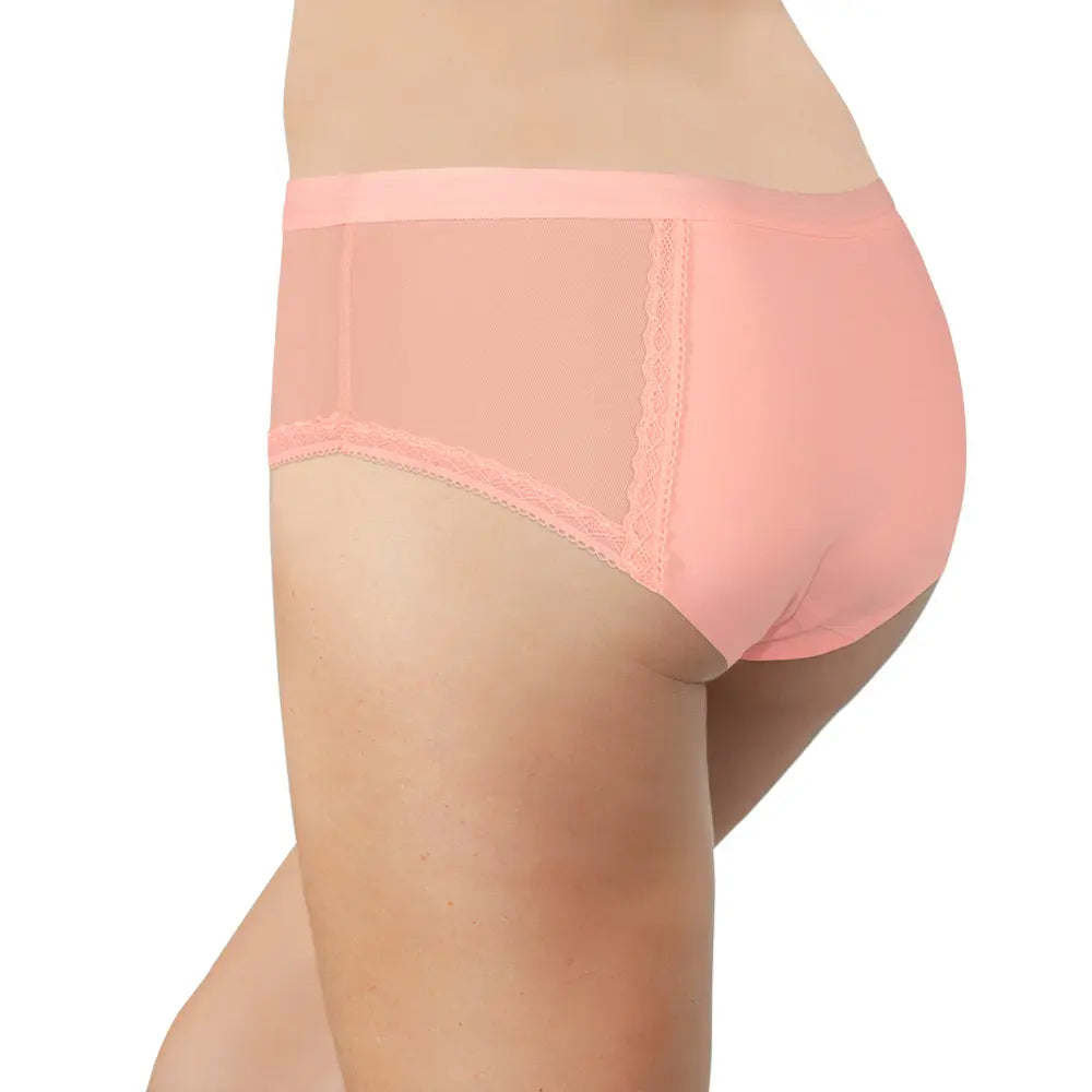 Pink Laser Cut Hipster With Mesh and Lace - Be Bliss Boutique