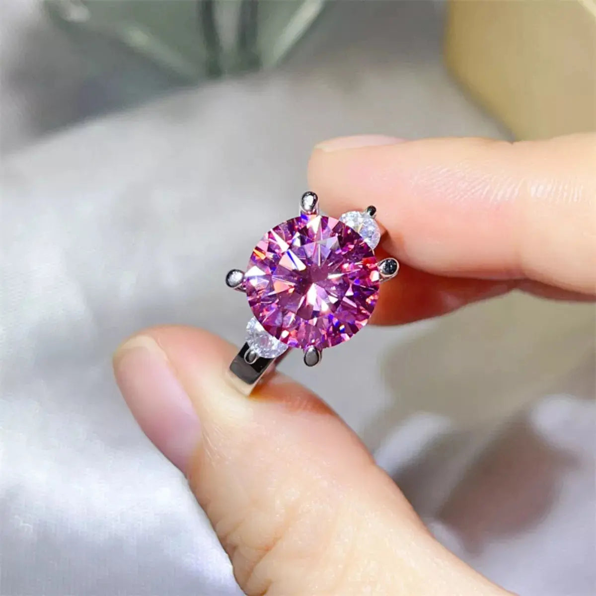 925 Sterling Silver Pink 5 Carat Moissanite Ring - Be Bliss Boutique