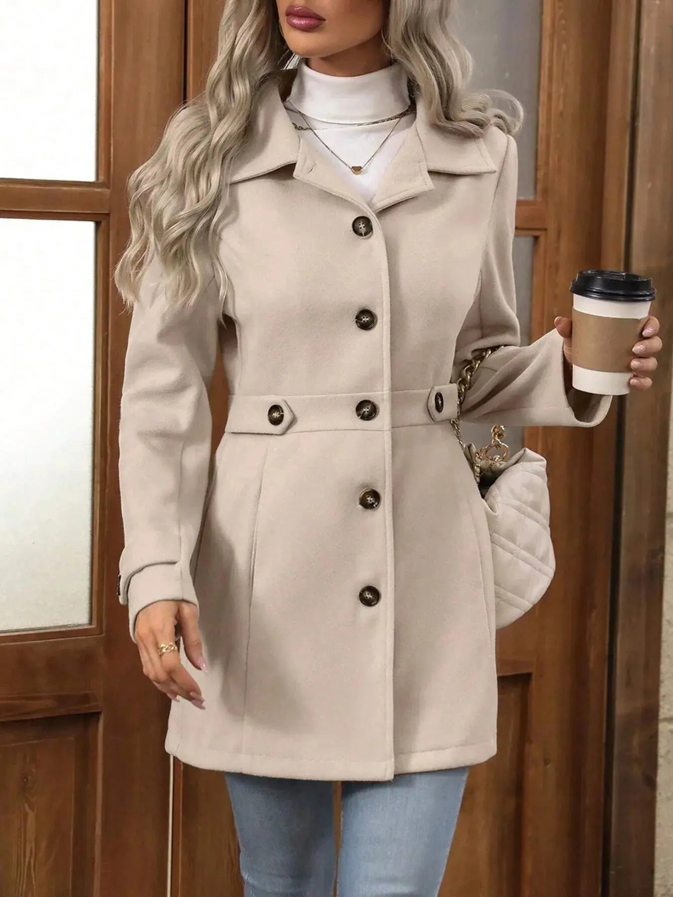 Button Up Long Sleeve Coat - Be Bliss Boutique