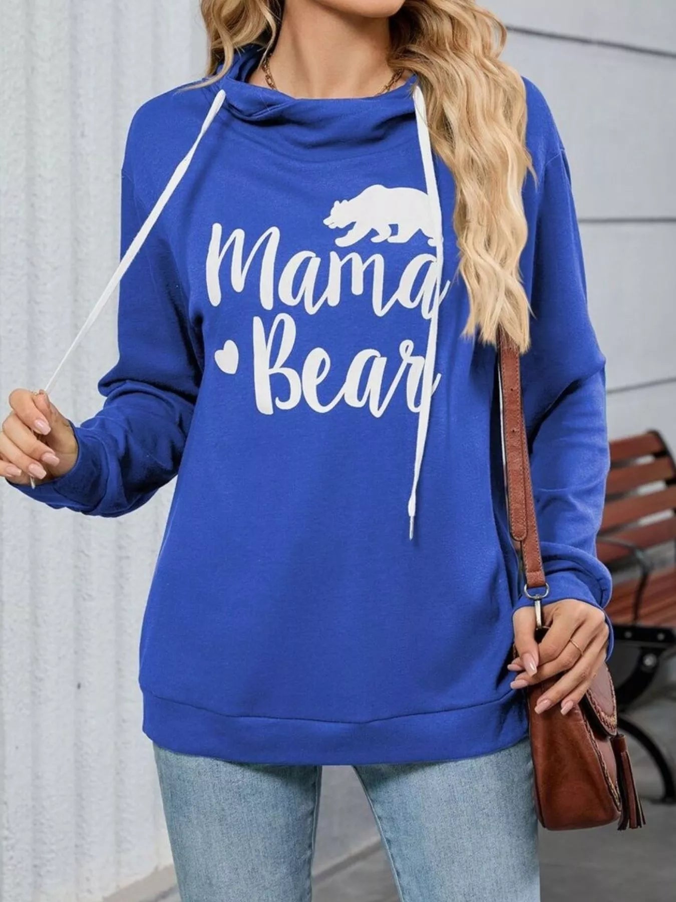 Mama Bear Drawstring Womens Long Sleeve Hoodie - Be Bliss Boutique