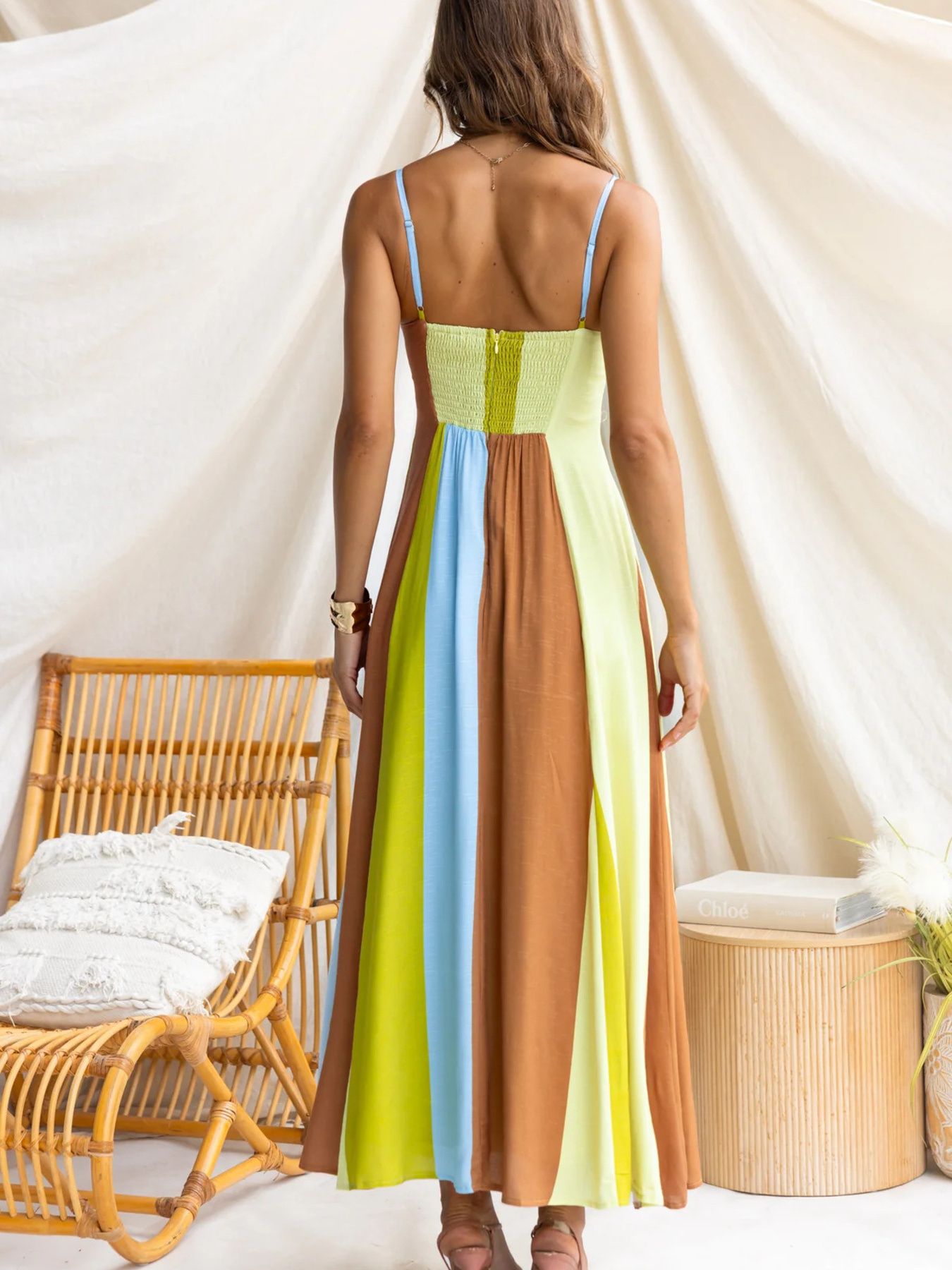 Color Block Spaghetti Strap Maxi Dress - Be Bliss Boutique